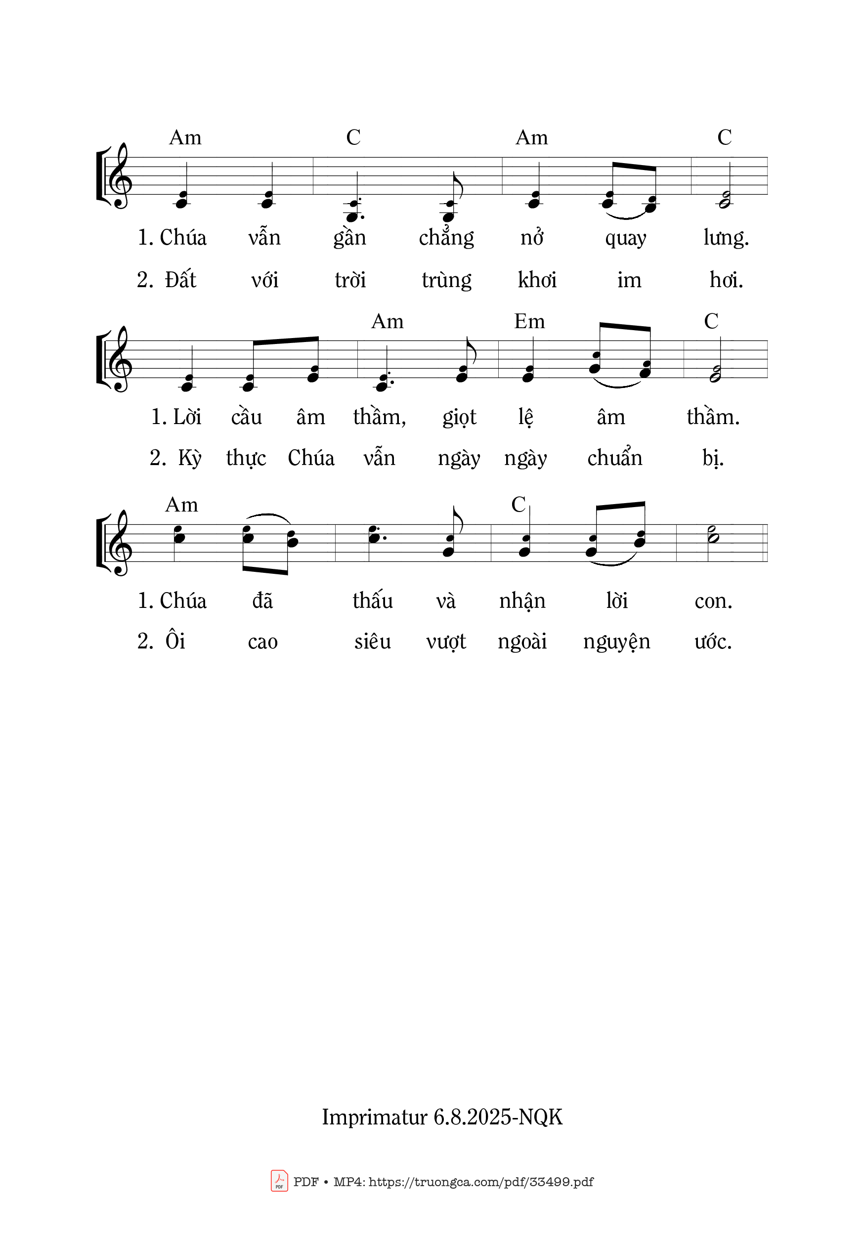 Page 2 of Sheet music PDF Chúa Nhận Lời - Mi Trầm