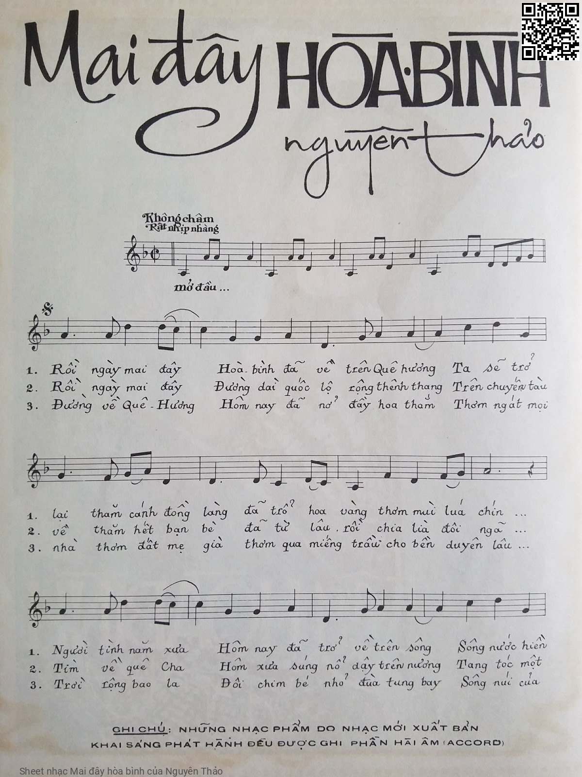 Page 2 of Sheet music PDF Mai đây hòa bình - Nguyên Thảo