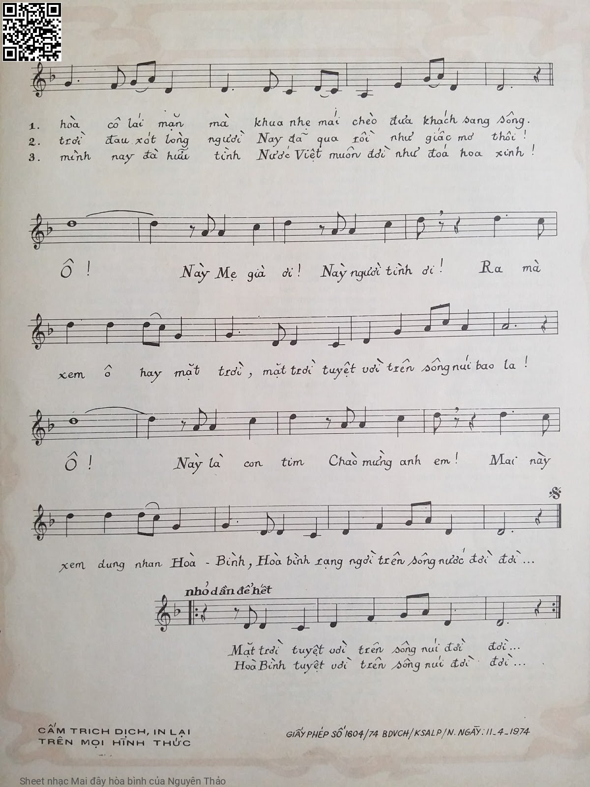 Page 3 of Sheet music PDF Mai đây hòa bình - Nguyên Thảo