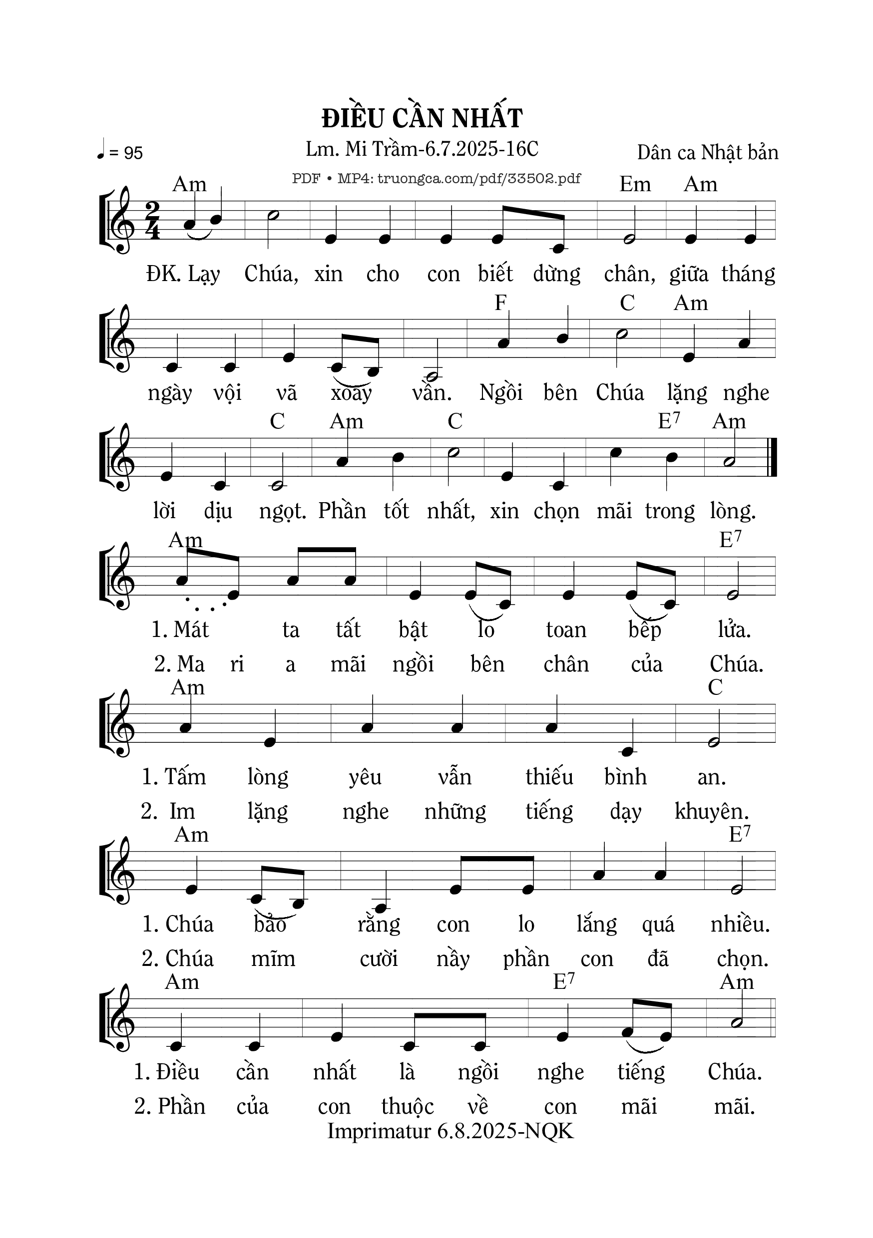 Sheet PDF of Điều Cần Nhất