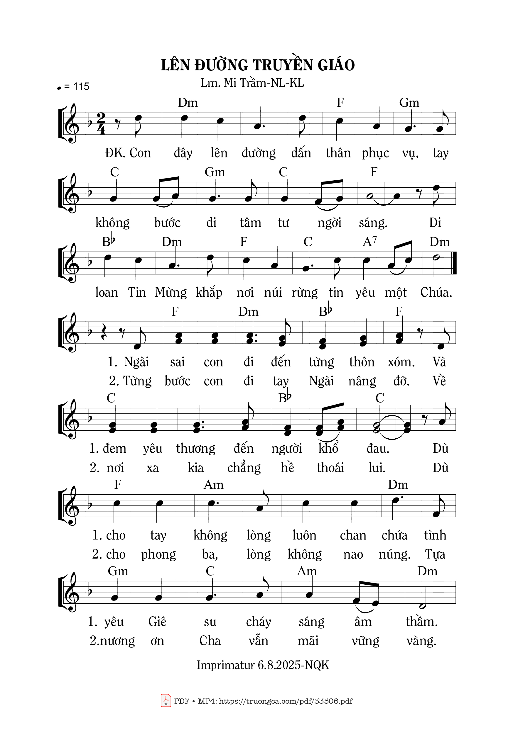 Sheet PDF of Lên Đường Truyền Giáo