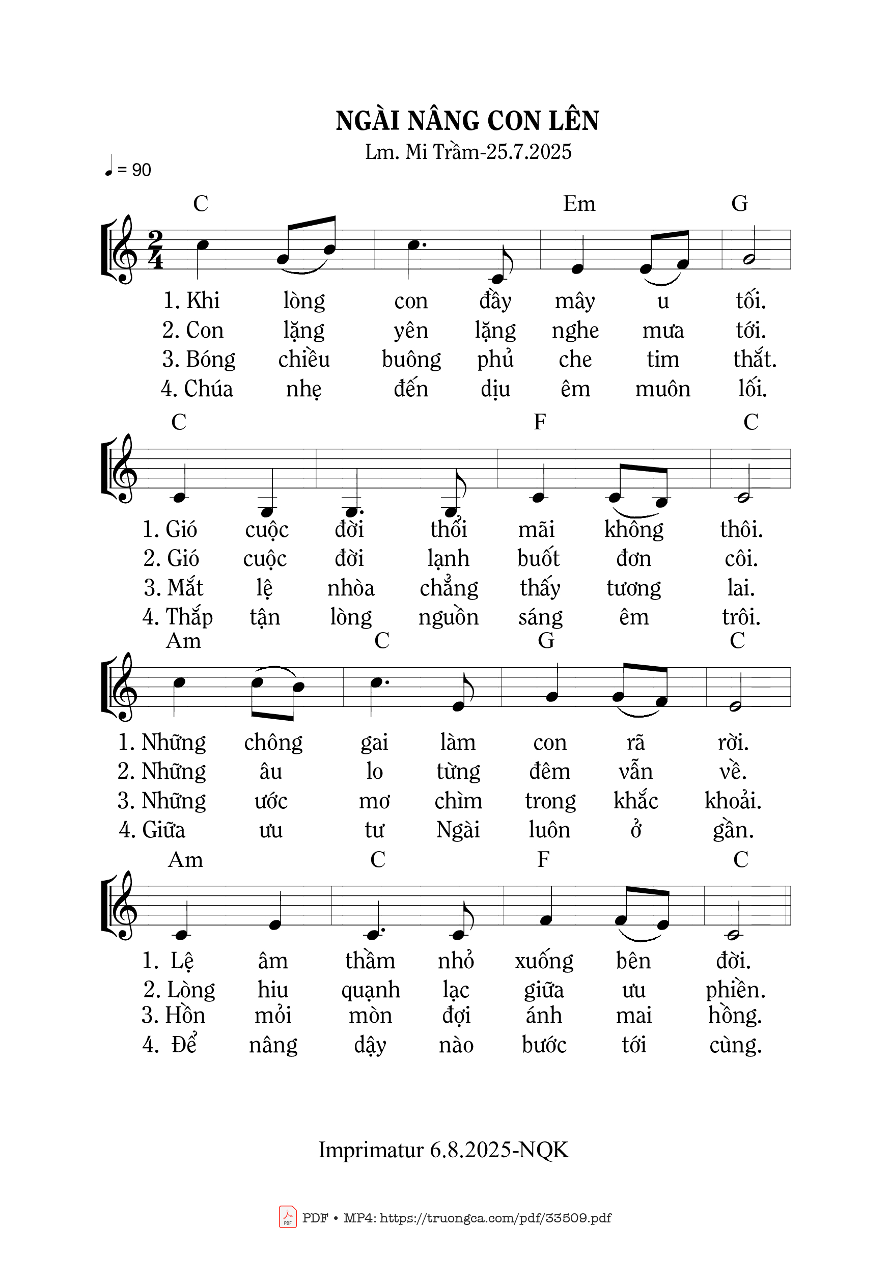 Page 1 of Sheet music PDF Ngài Nâng Con Lên - Mi Trầm