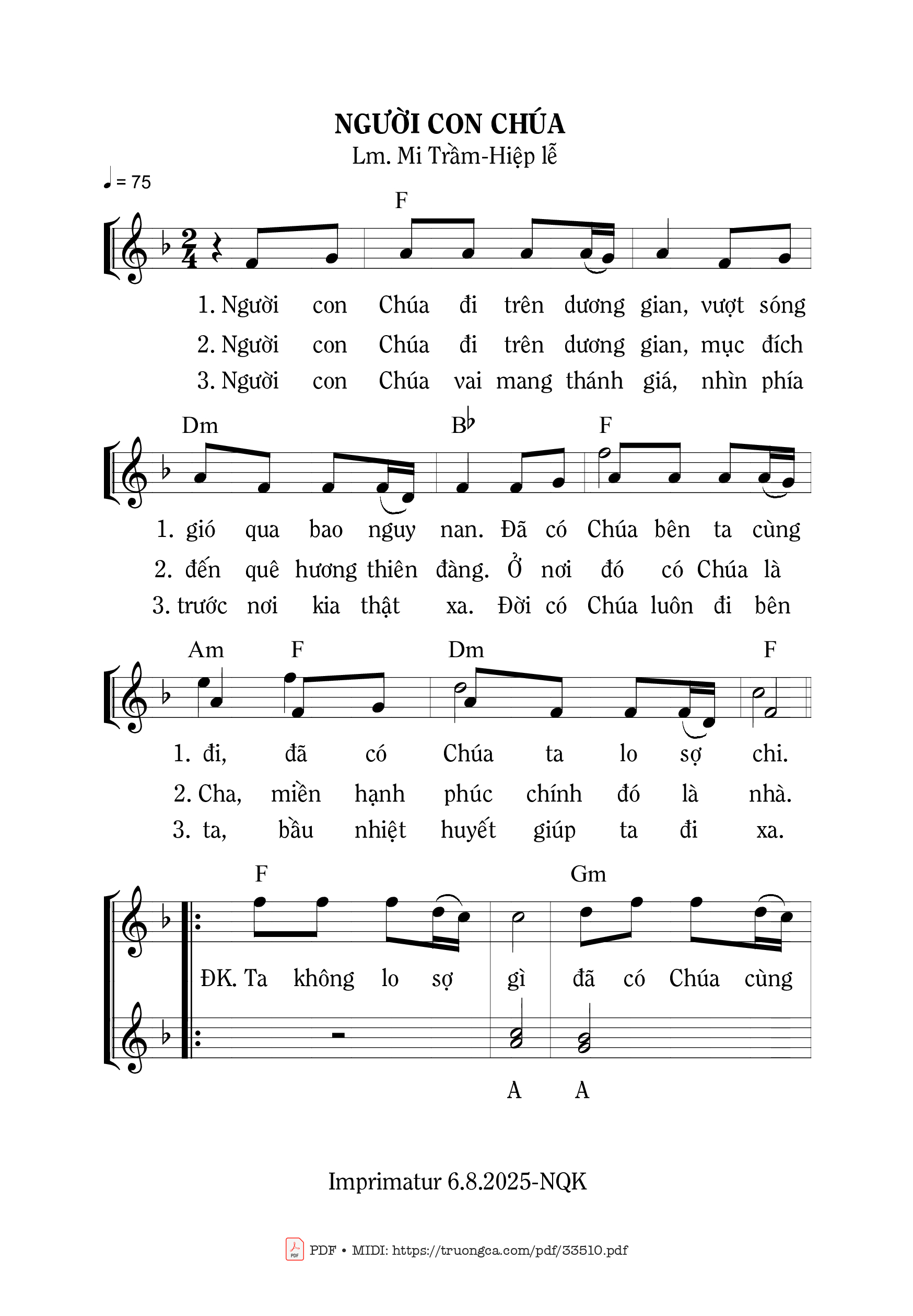 Page 1 of Sheet music PDF Người Con Chúa - Mi Trầm