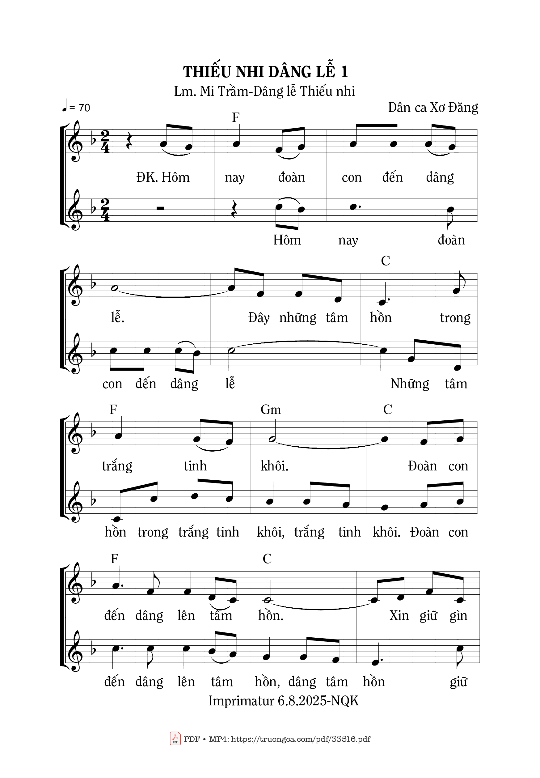 Sheet PDF of Thiếu Nhi Dâng Lễ 1