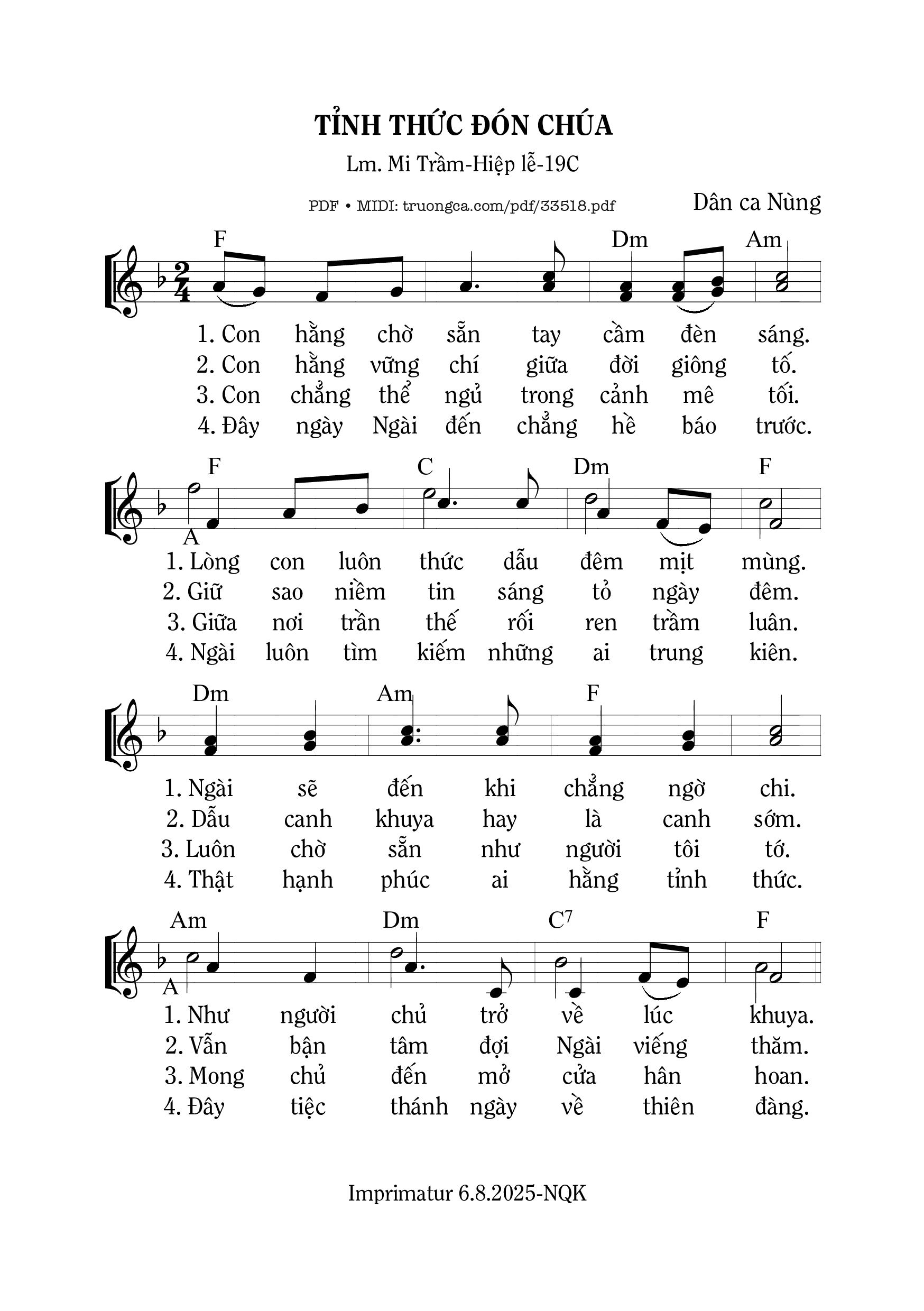 Sheet PDF of Tỉnh Thức Đón Chúa