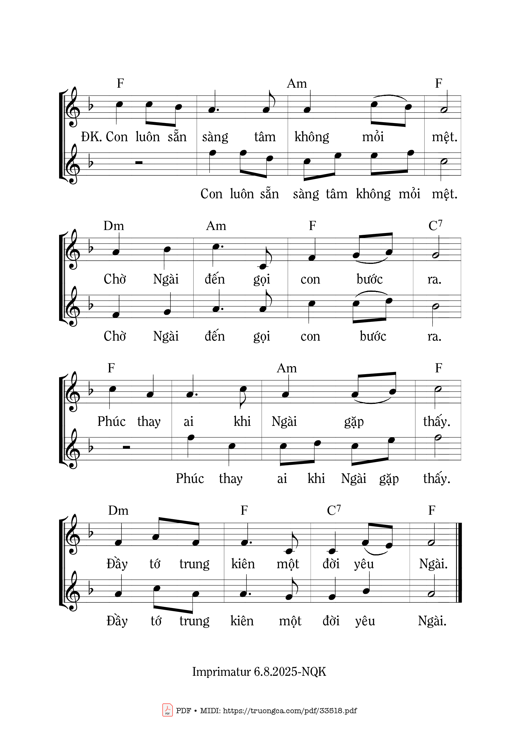 Page 2 of Sheet music PDF Tỉnh Thức Đón Chúa - Mi Trầm
