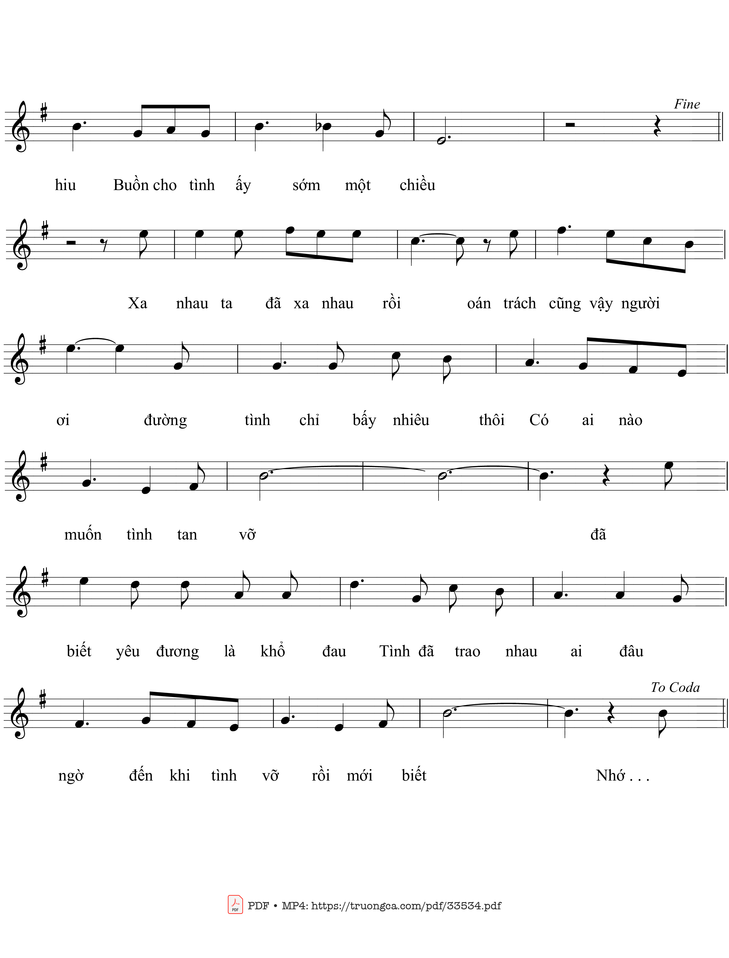 Page 2 of Sheet music PDF Tình sớm một chiều - Nguyên Vương Hải