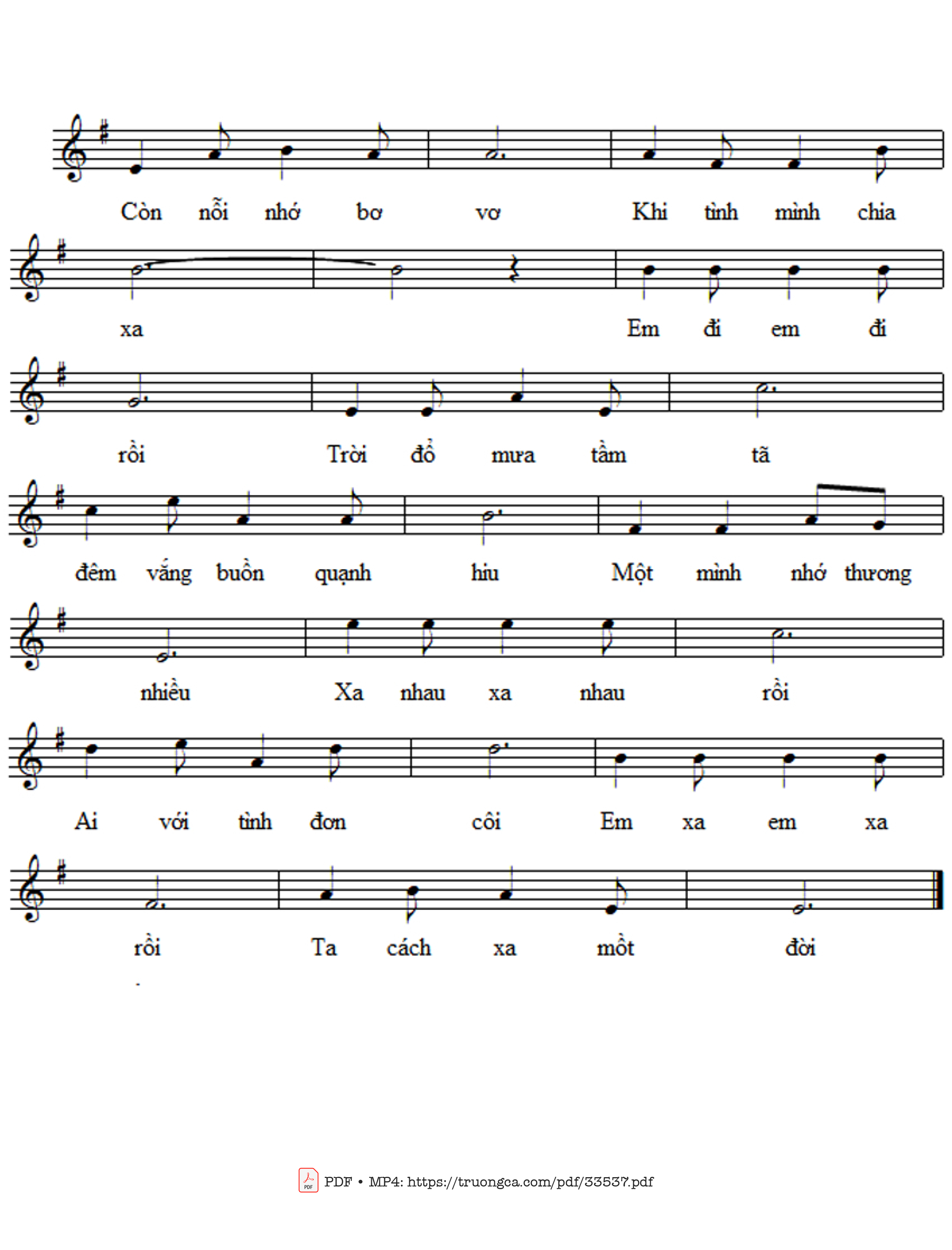 Page 2 of Sheet music PDF Em đi tình xa cách - Nguyên Vương Hải