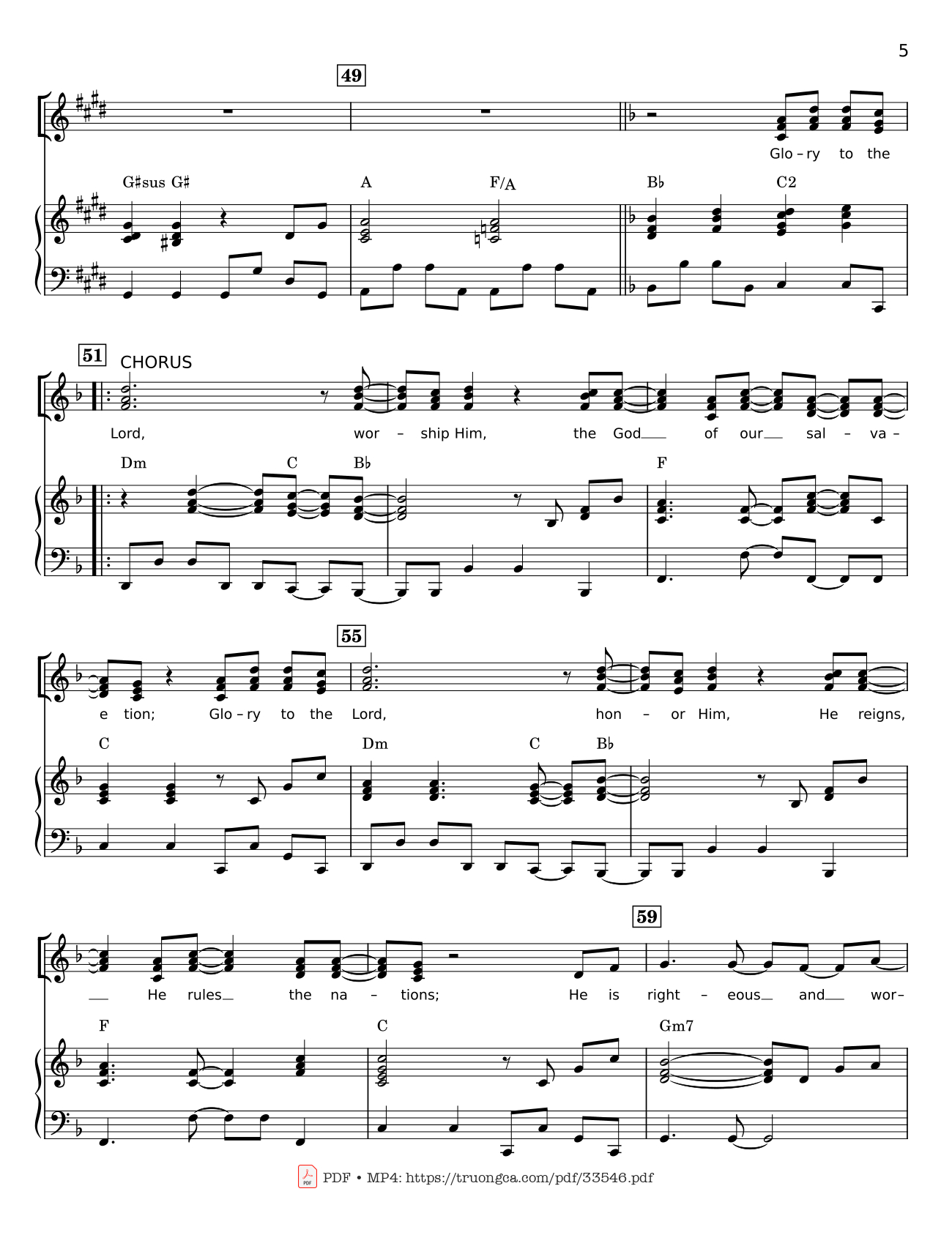 Page 5 of Sheet music PDF Glory To The Lord Piano - LYNN DESHAZO