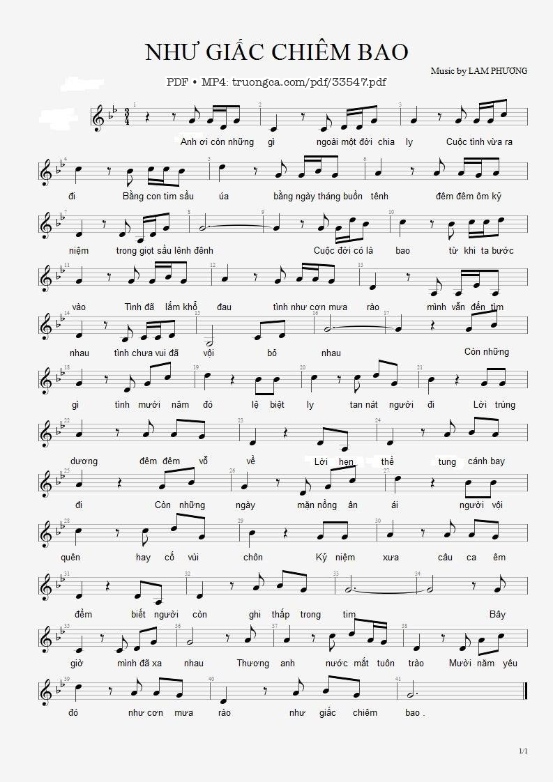 Sheet PDF of Như giấc chiêm bao