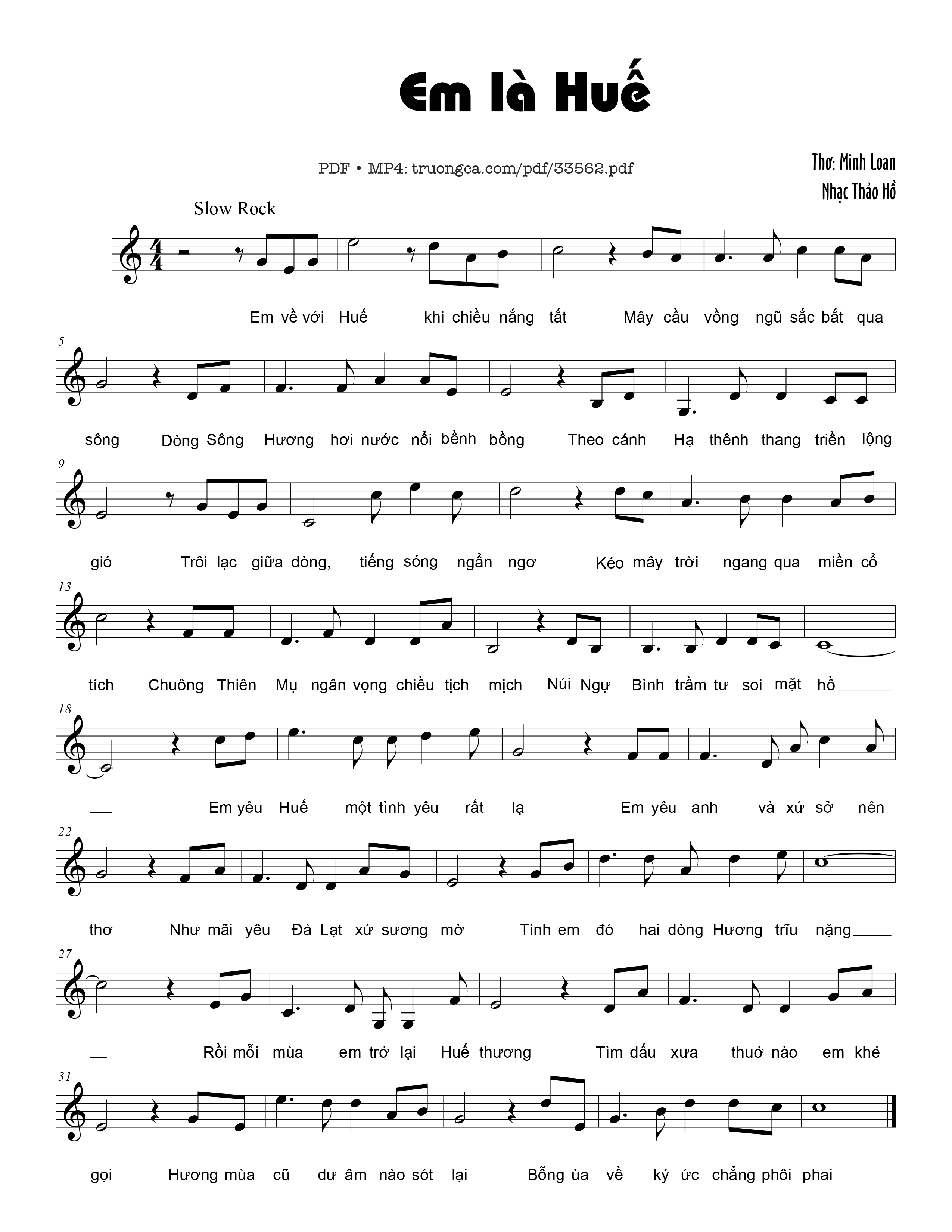 Page 1 of Sheet music PDF Em là Huế - Thảo Hồ