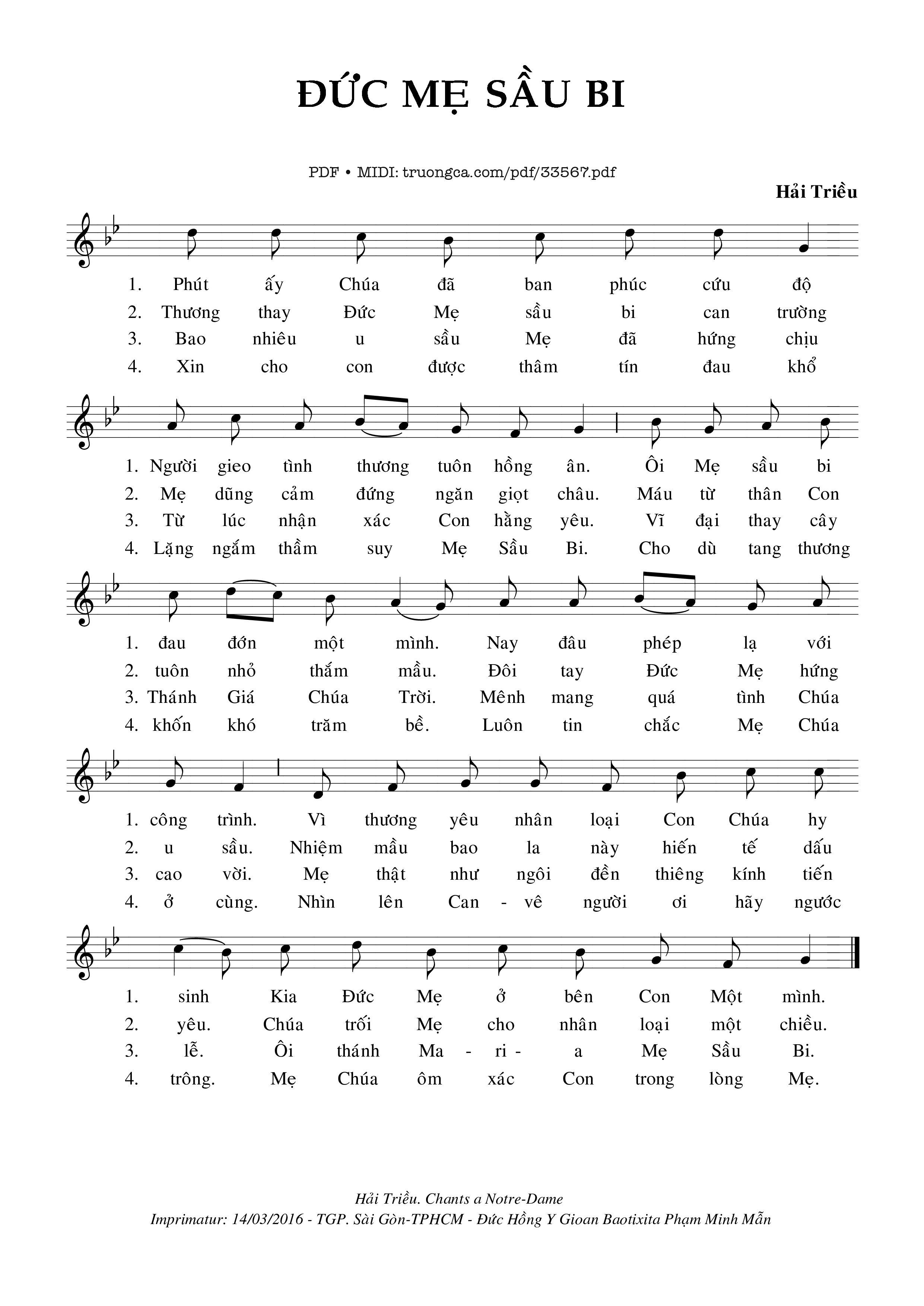 Sheet PDF of Đức Mẹ Sầu Bi