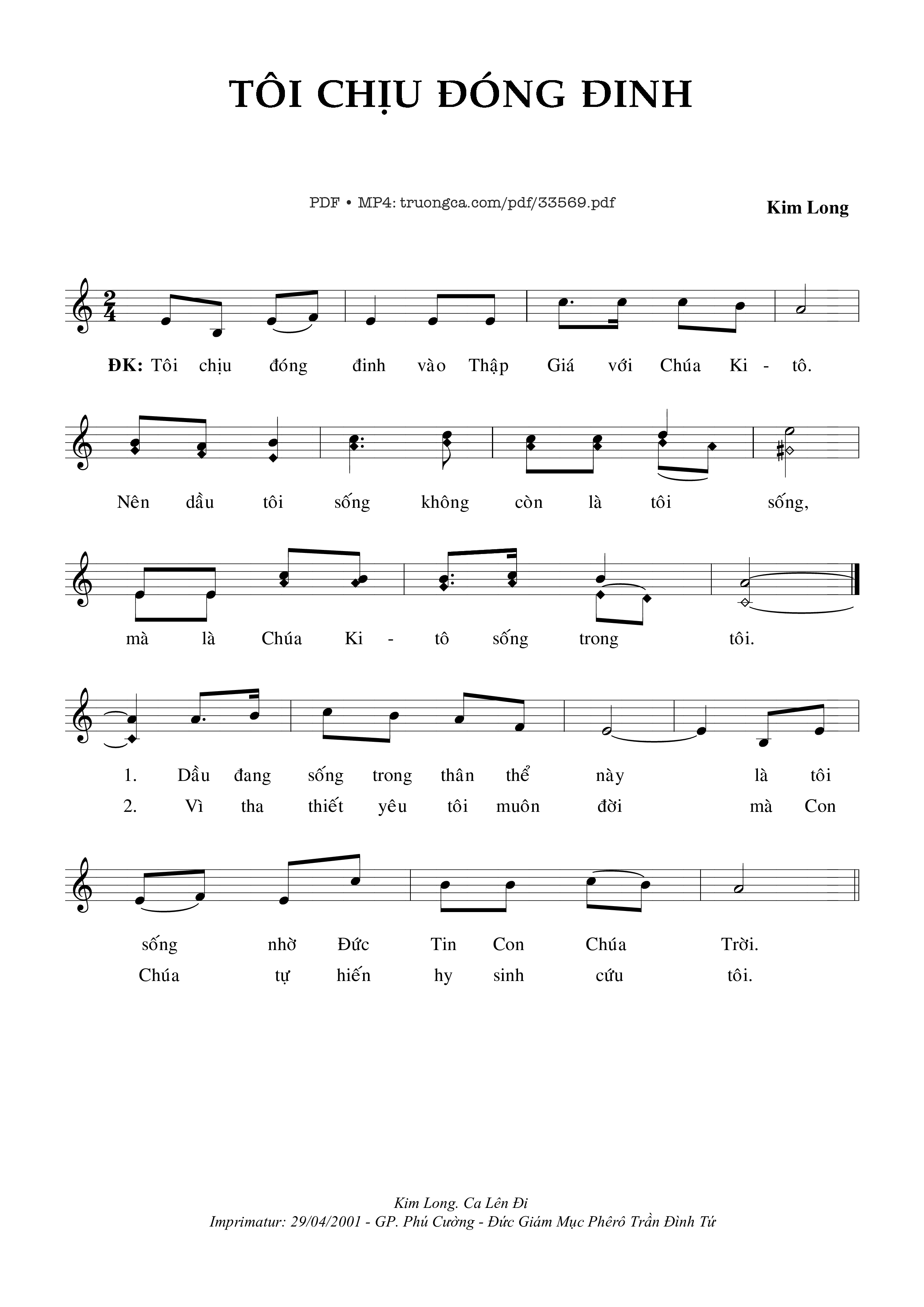 Sheet PDF of Tôi Chịu Đóng Đinh