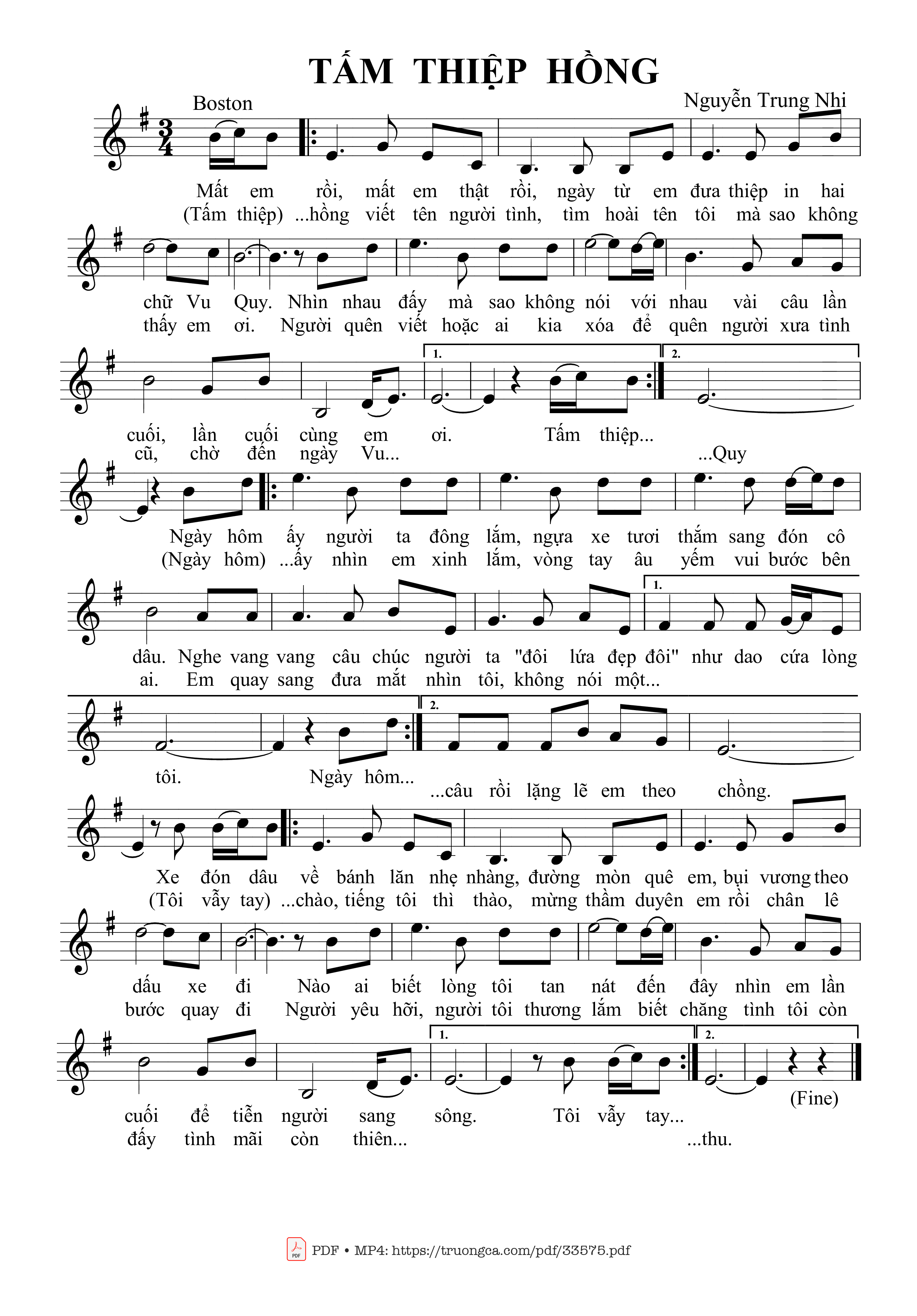 Page 1 of Sheet music PDF Tấm thiệp hồng - Nguyễn Trung Nhi
