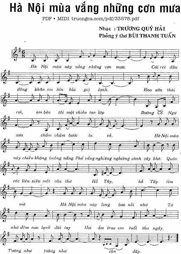 Sheet PDF of Hà Nội Mùa Vắng Những Cơn Mưa