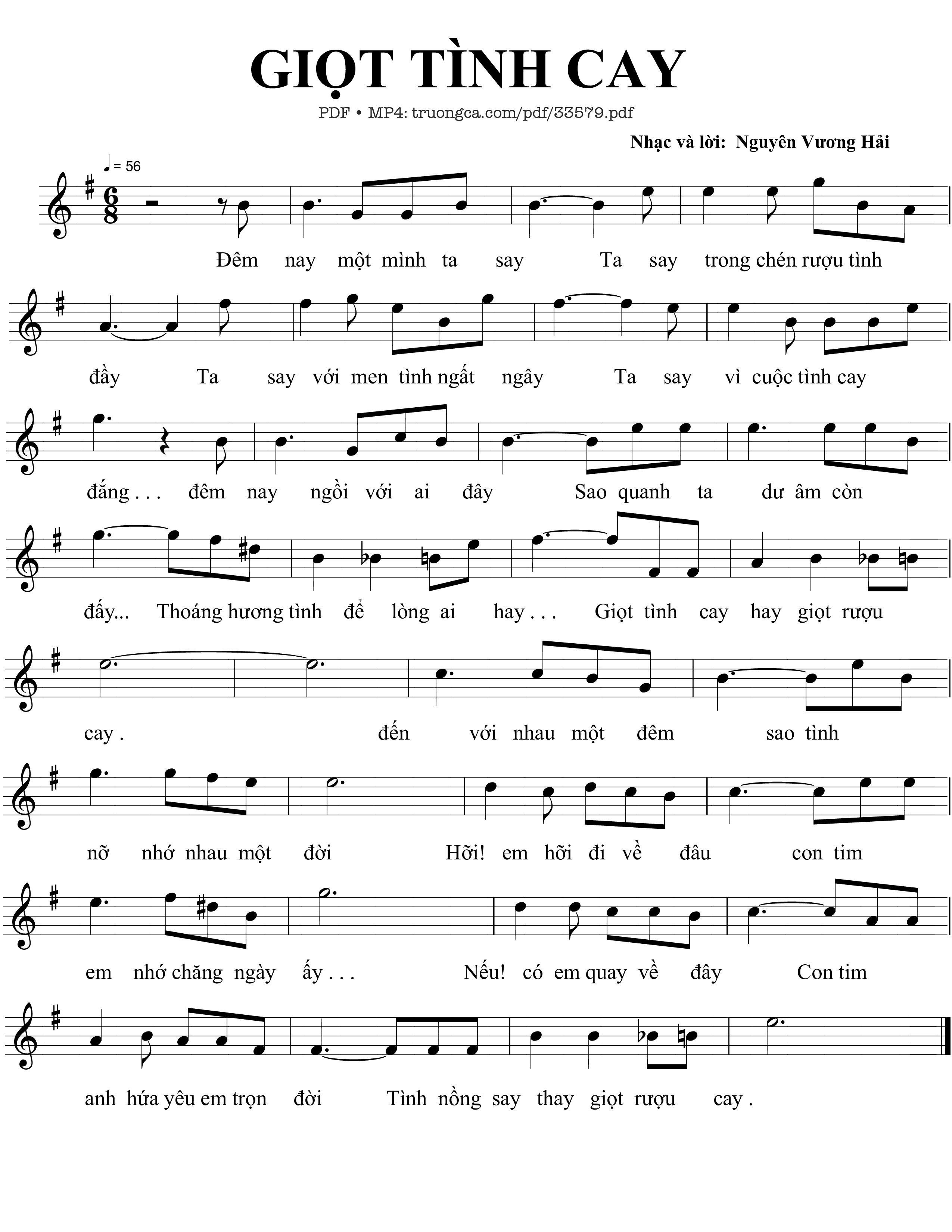 Page 1 of Sheet music PDF Giọt tình cay - Nguyên Vương Hải