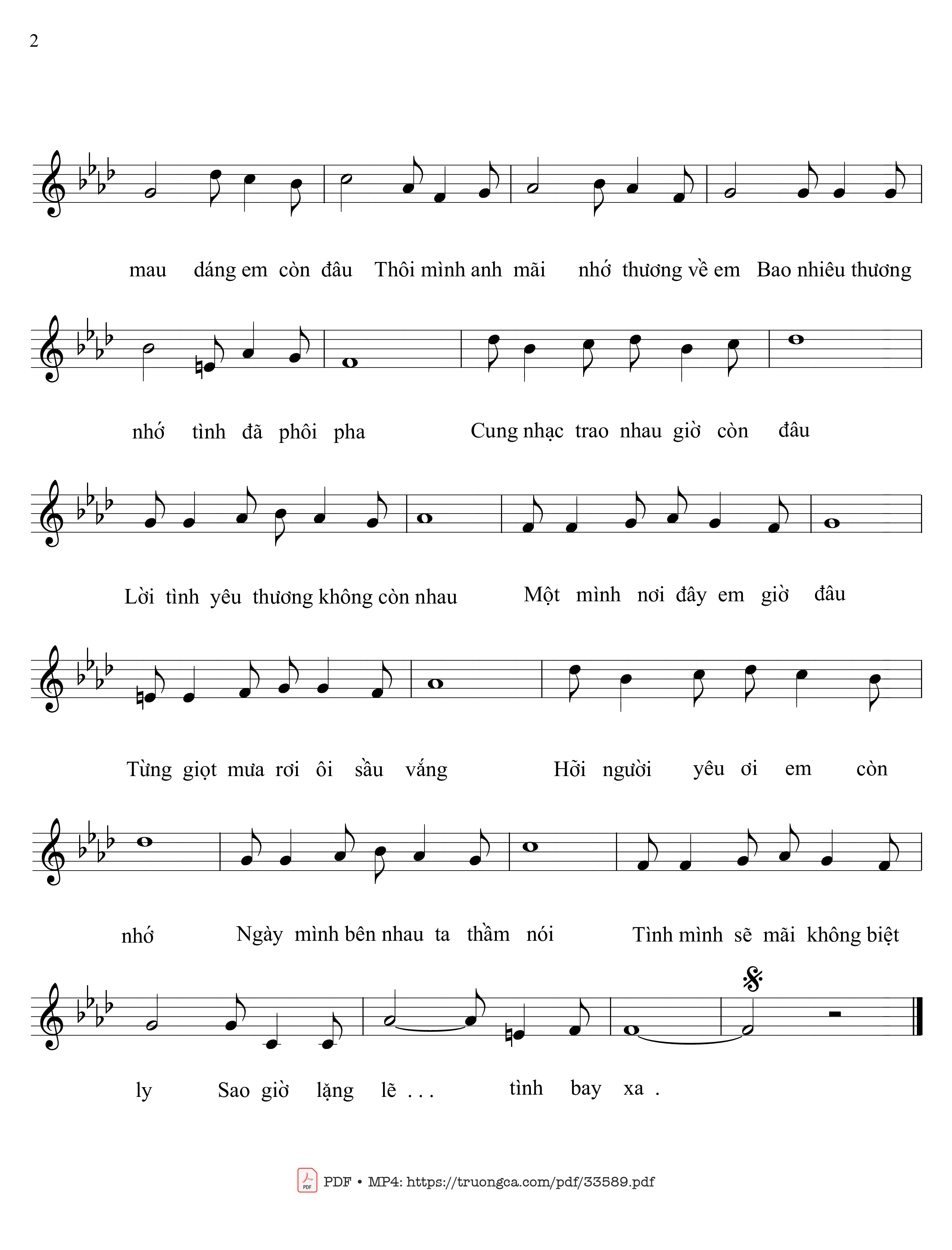 Page 2 of Sheet music PDF Khúc tình xa - Nguyễn Tâm Trí