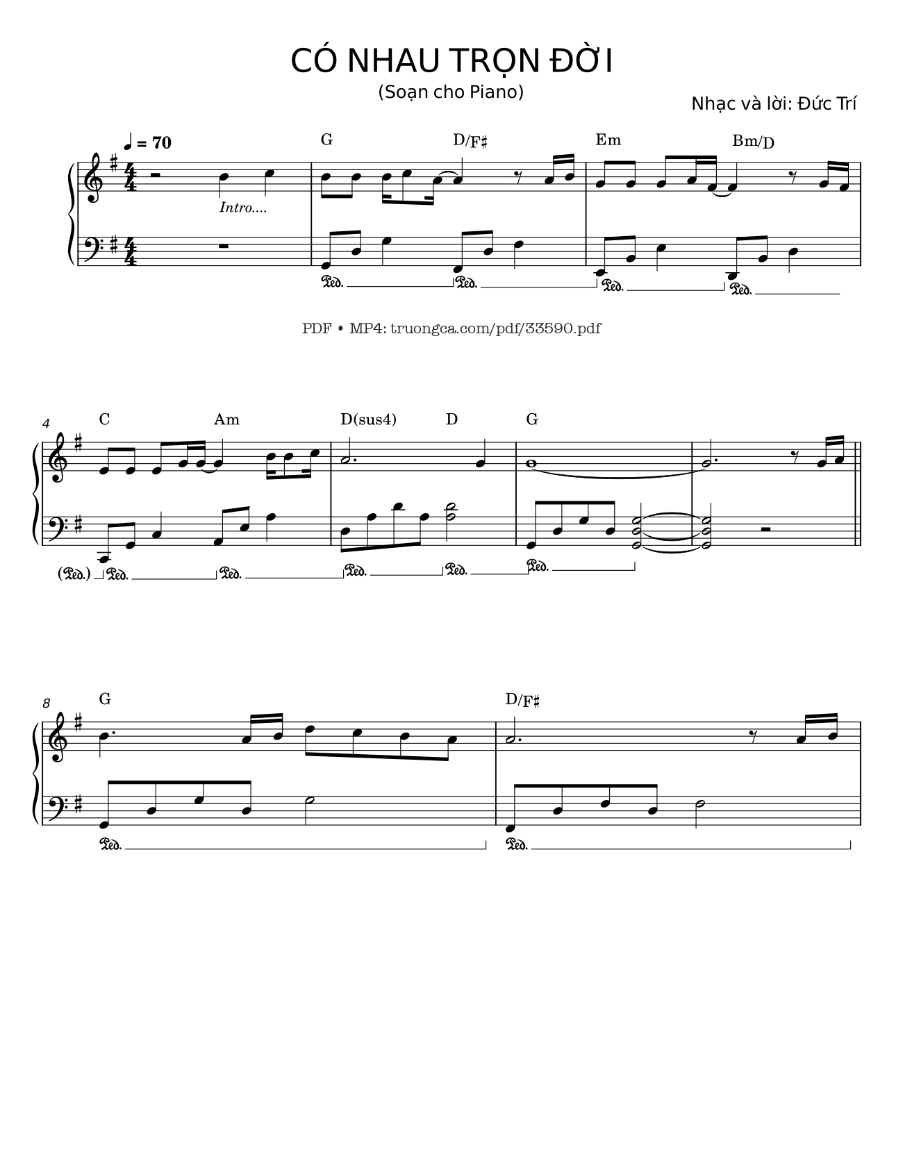 Sheet PDF of Có nhau trọn đời Piano