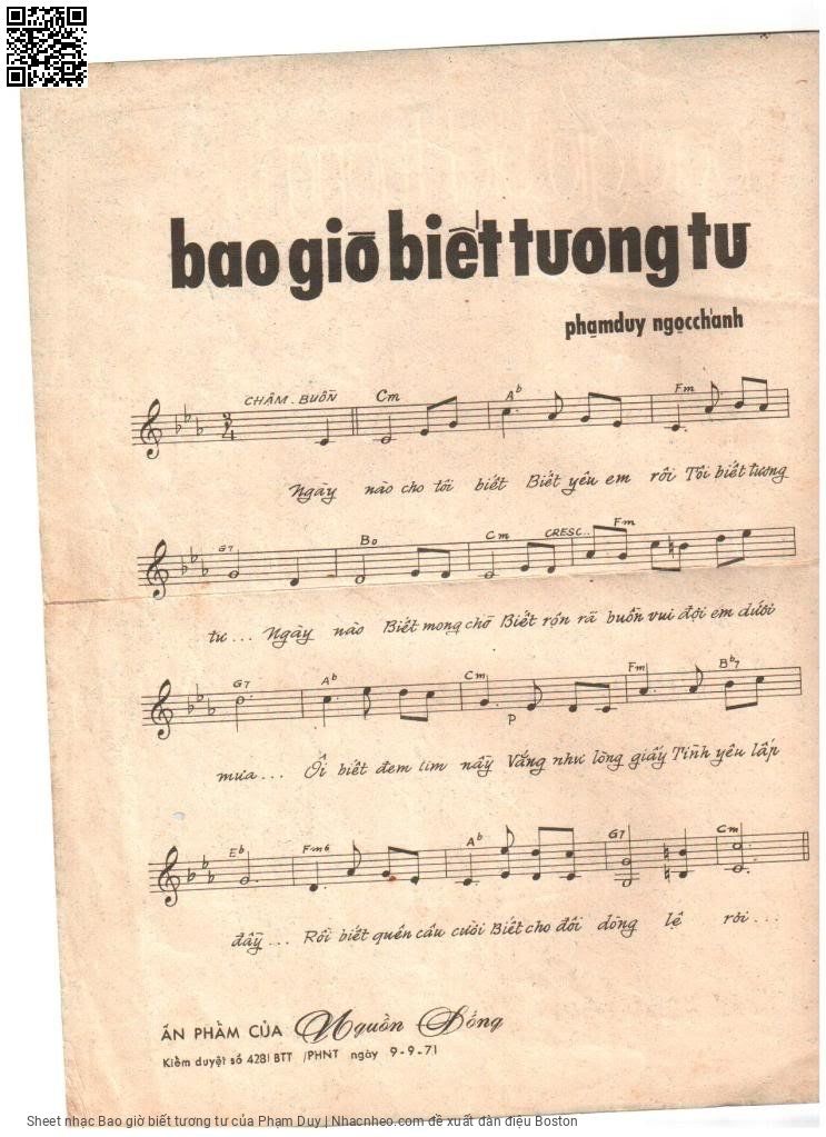 Page 2 of Sheet music PDF Bao giờ biết tương tư - Phạm Duy