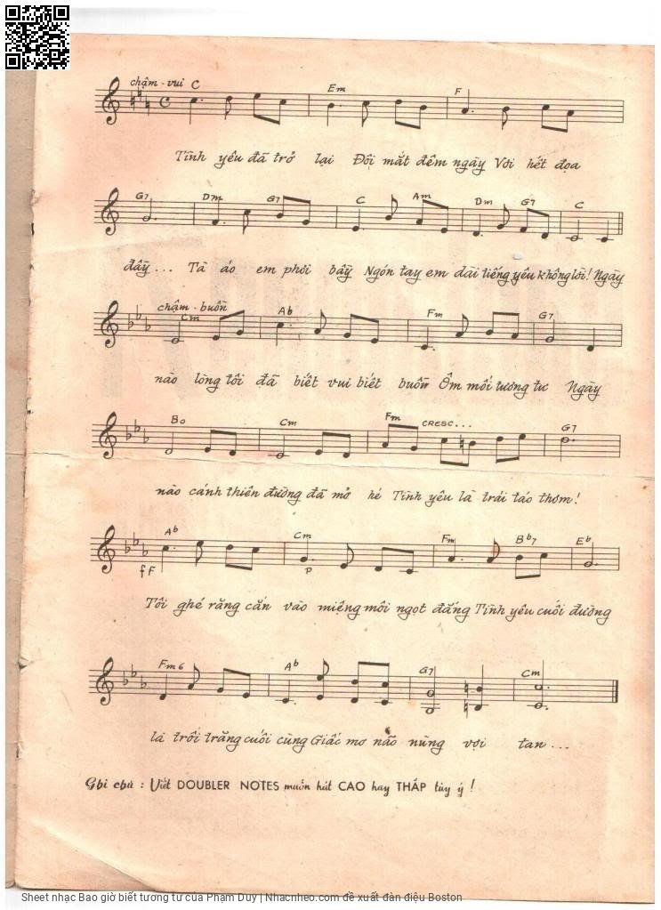 Page 3 of Sheet music PDF Bao giờ biết tương tư - Phạm Duy