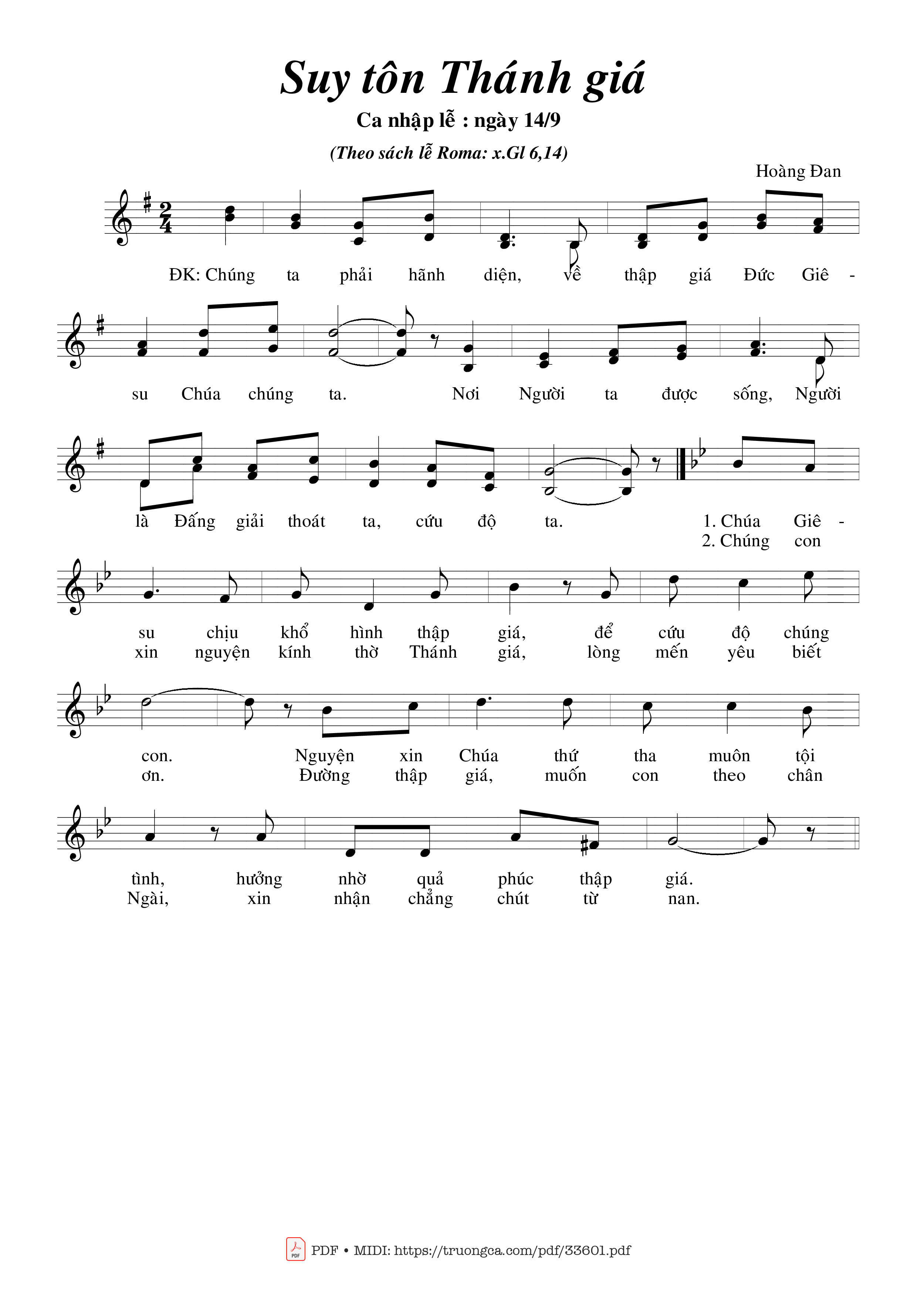 Sheet PDF of Suy Tôn Thánh Giá (14.09)