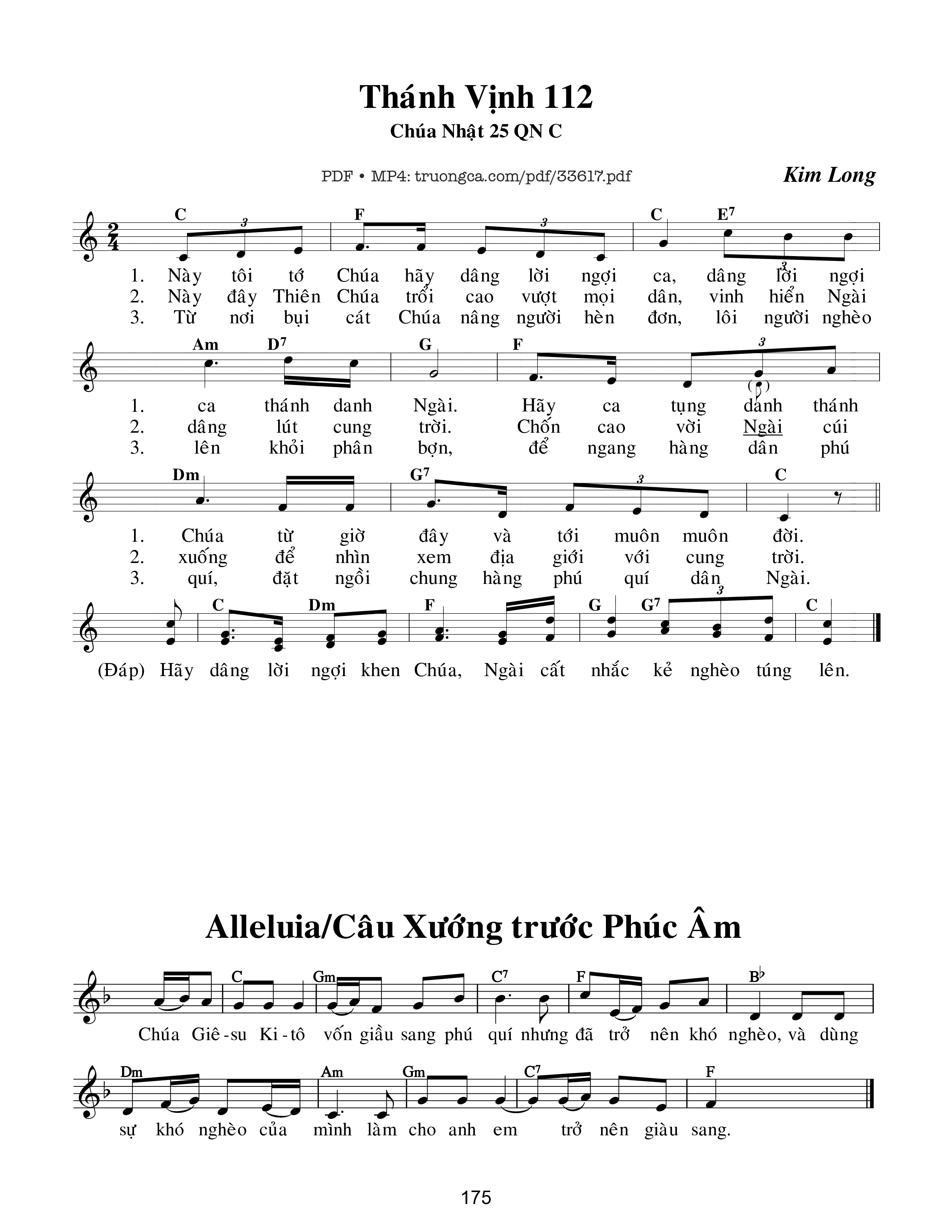 Page 1 of Sheet music PDF Thánh Vịnh 112, Chúa Nhật 25C Thường Niên - Kim Long