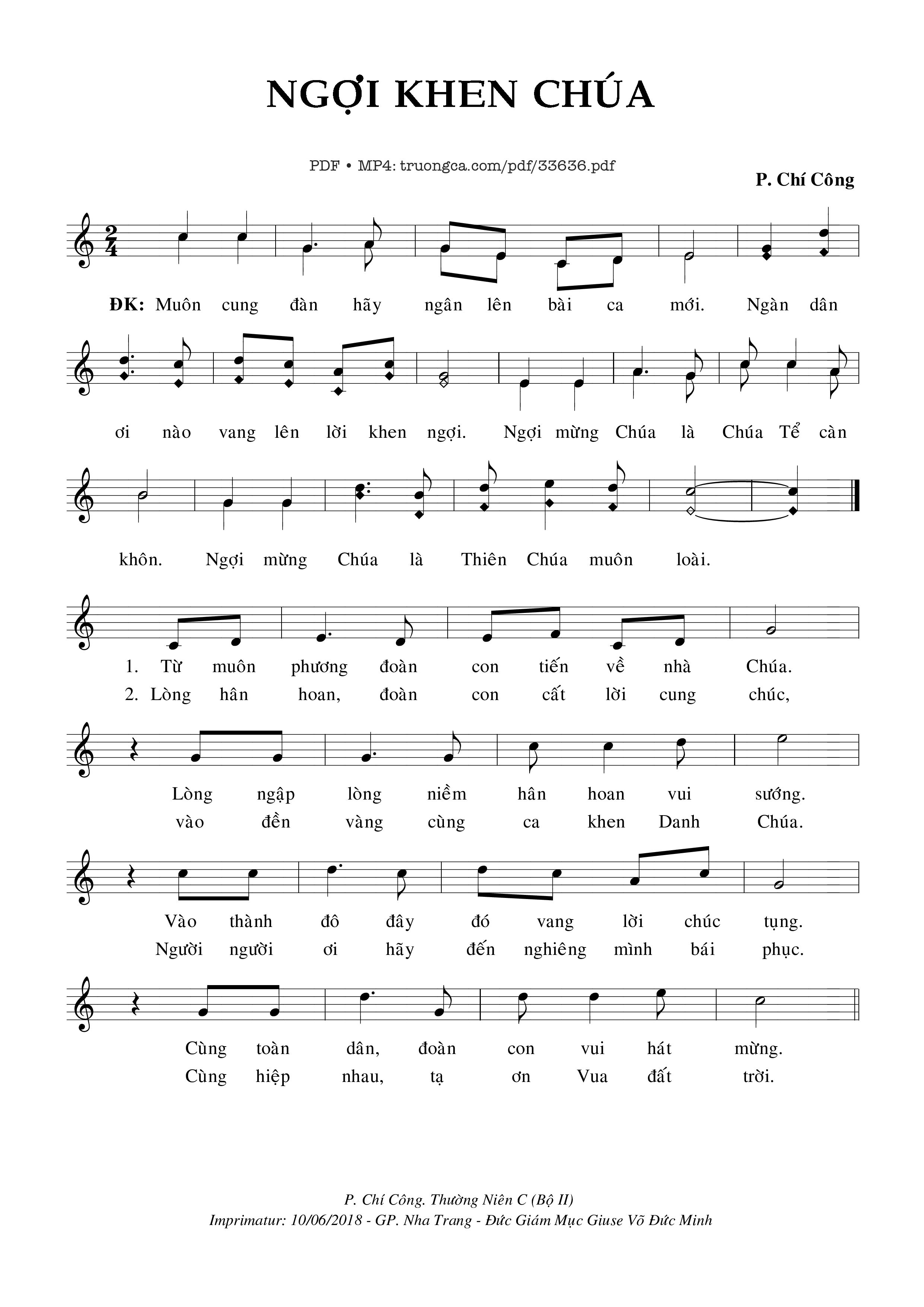 Sheet PDF of Ngợi Khen Chúa