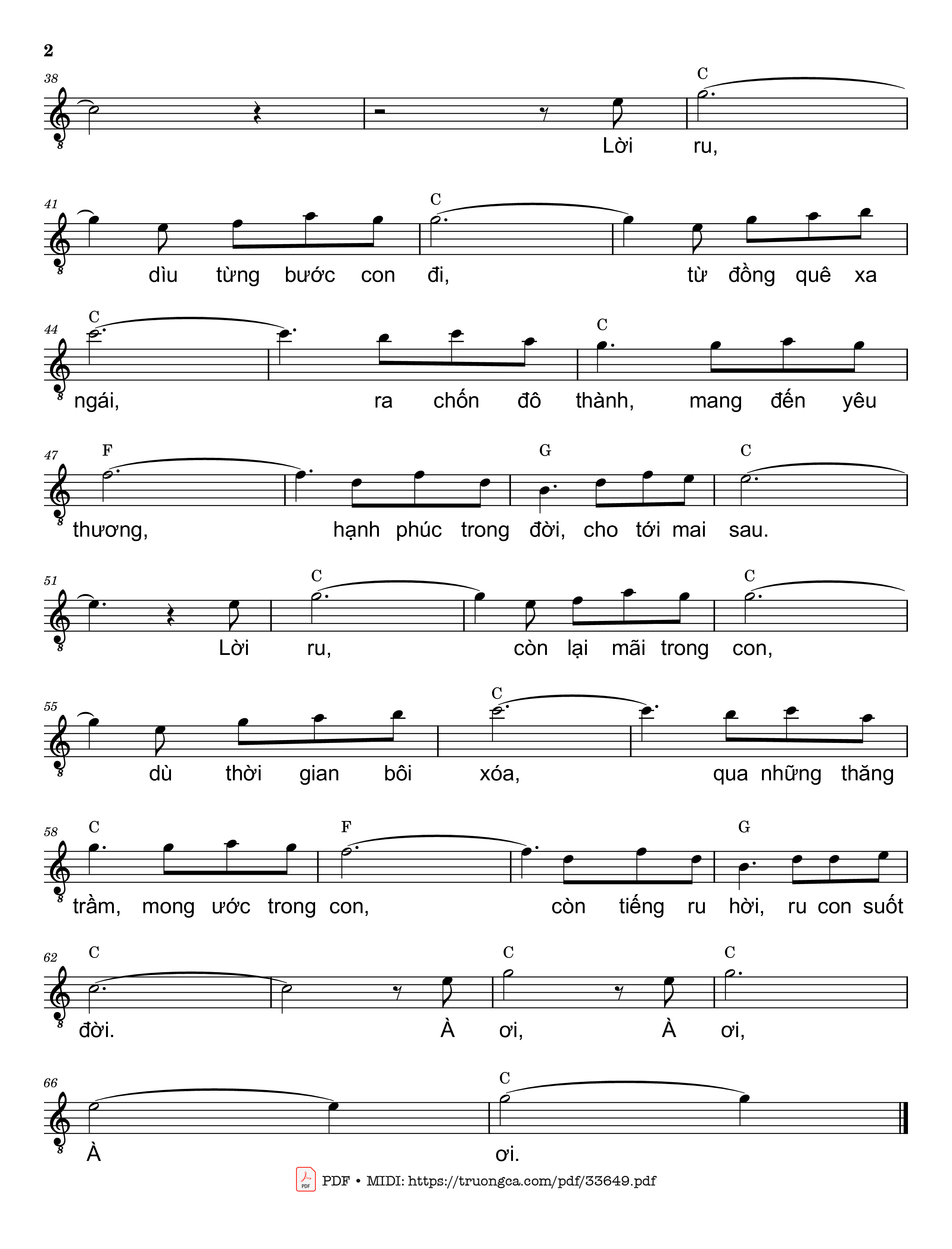 Page 2 of Sheet music PDF Lời ru - Trần Liêu