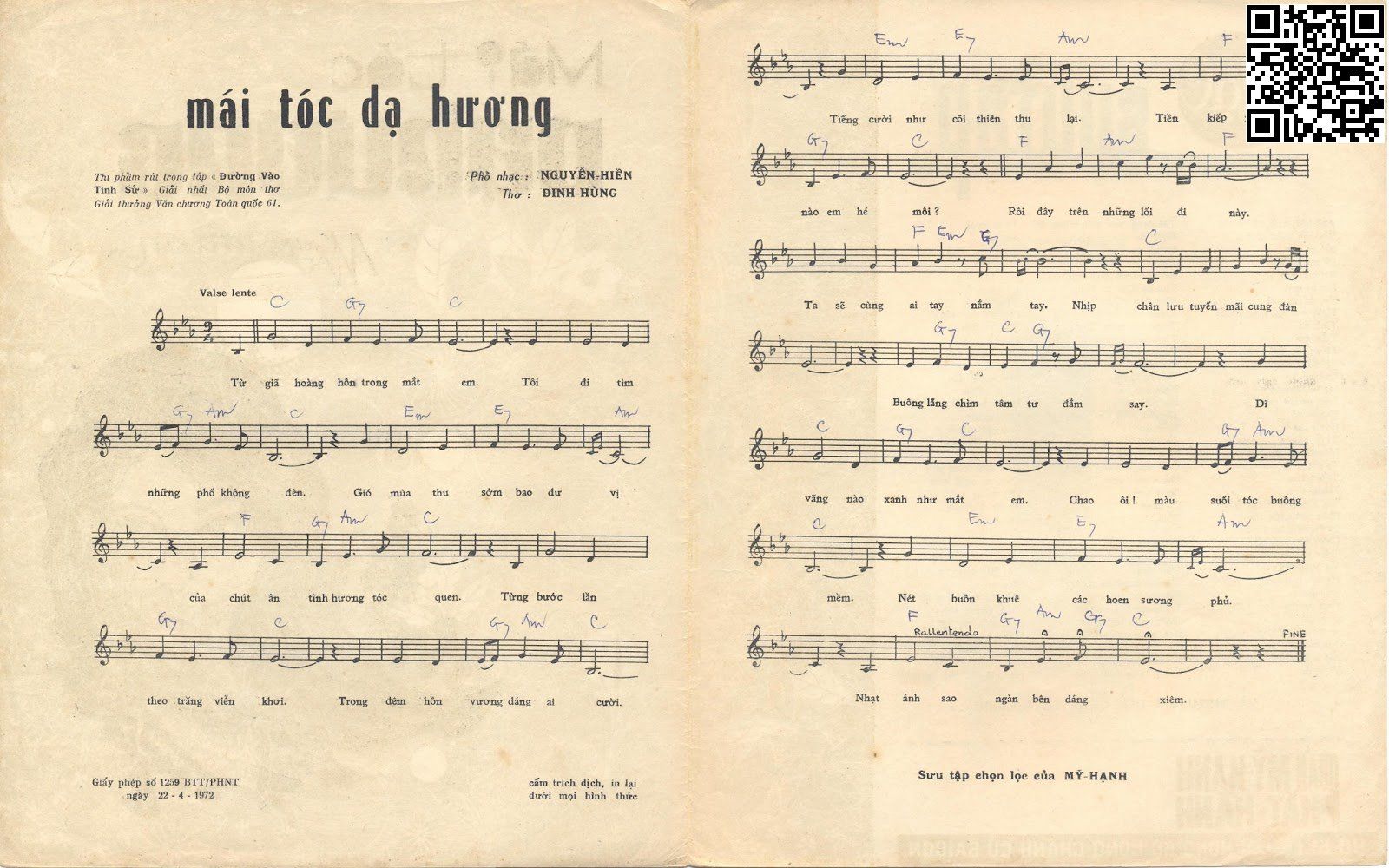 Page 2 of Sheet music PDF Mái tóc dạ hương - Nguyễn Hiền