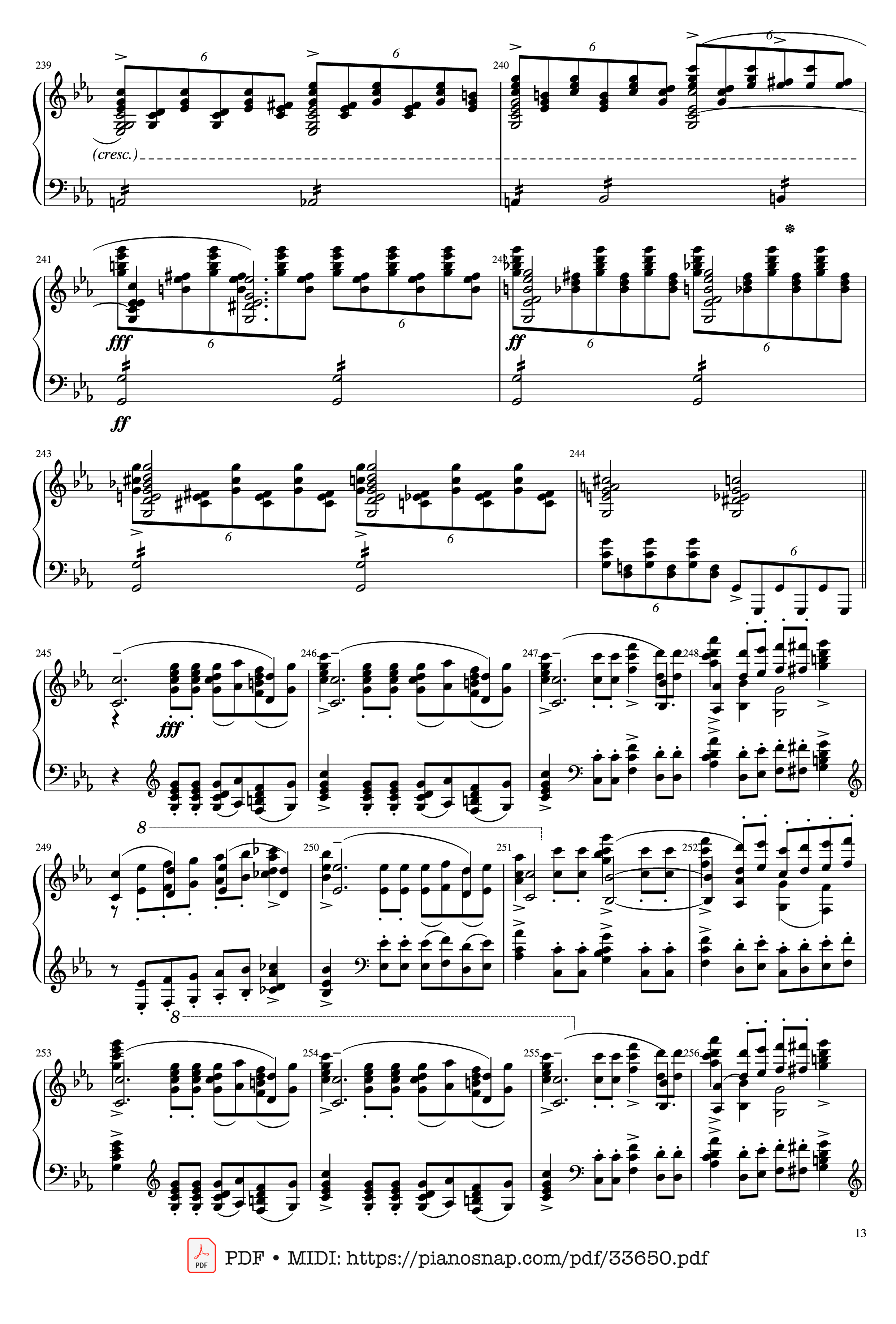 Page 13 of Sheet music PDF Piano Piano Concerto No.2 Op.18 - Rachmaninov - Serguei Rachmaninoff