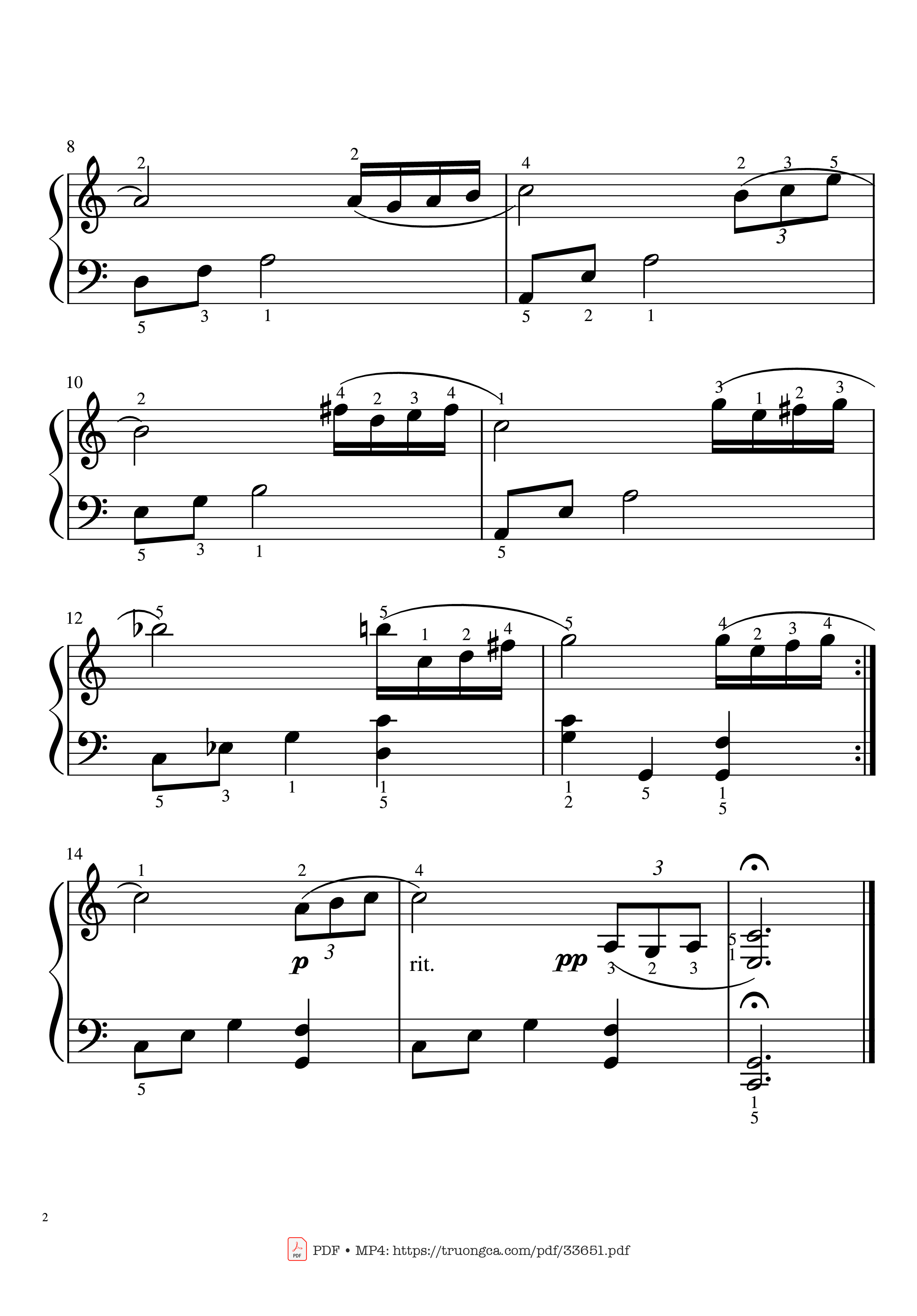 Page 2 of Sheet music PDF Piano Rhapsody on a Theme of Paganini -18th Variation Piano (With Fingering) - S. Rachmaninov