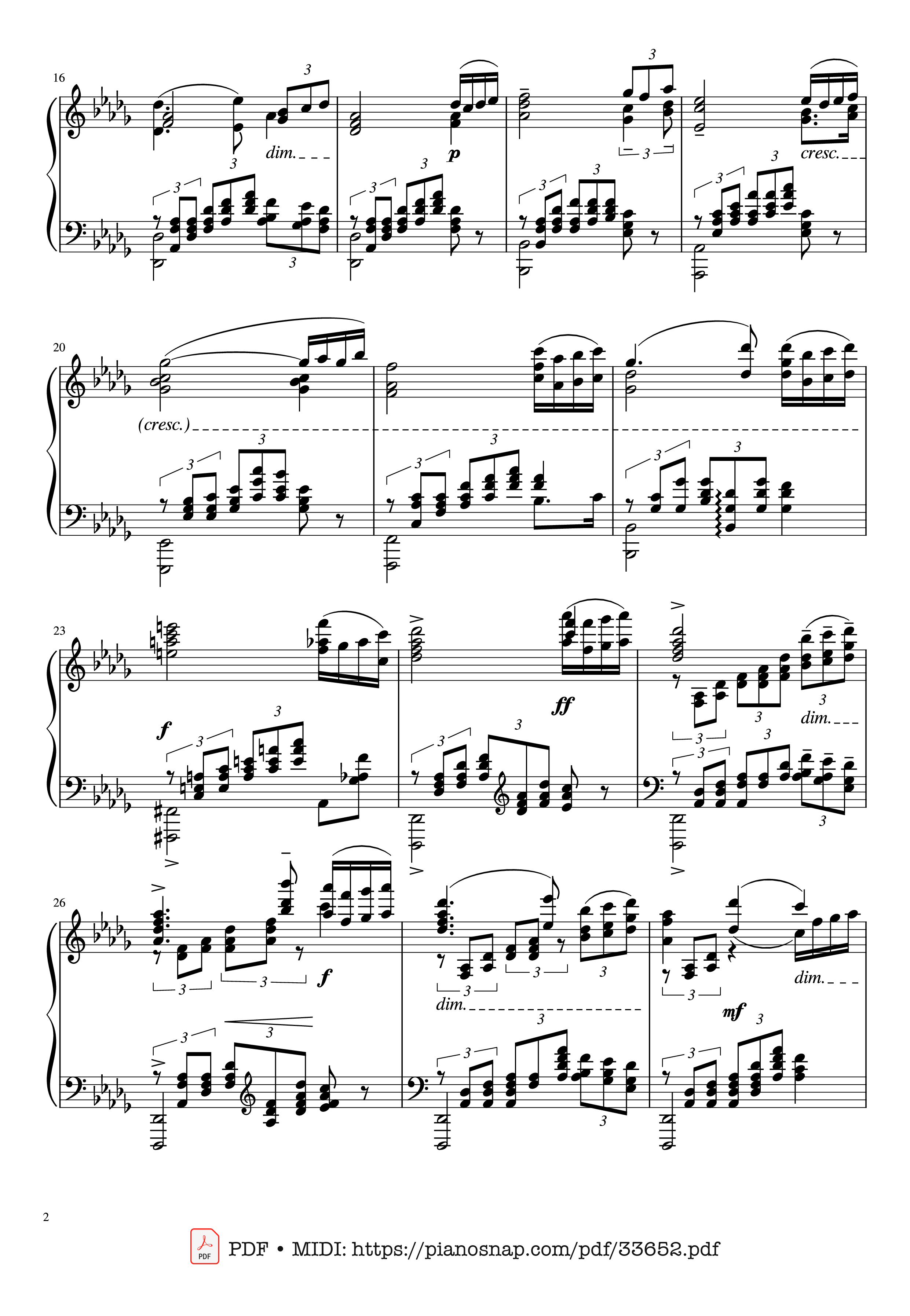 Page 2 of Sheet music PDF Piano Rhapsody on a Theme of Paganini - 18th Variation Rachmaninov - Sergei Rachmaninoff