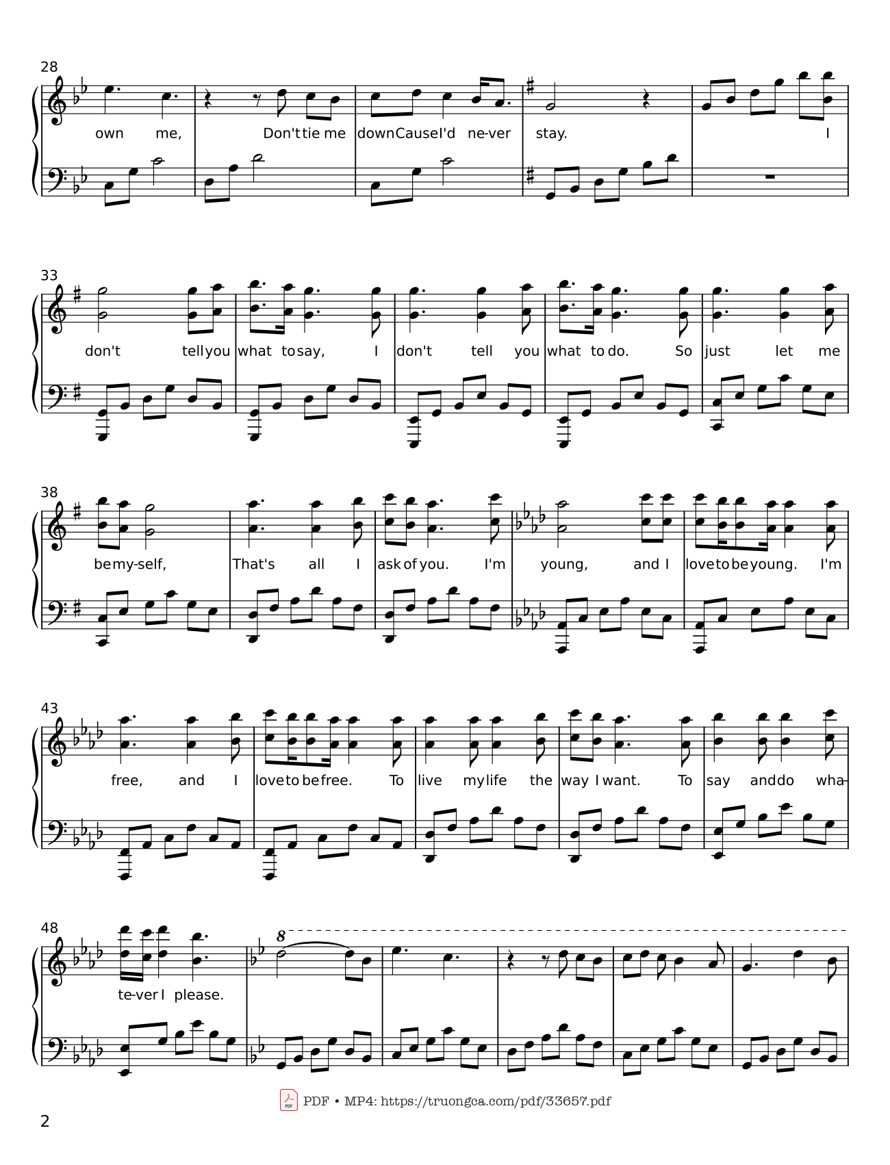 Page 2 of Sheet music PDF You Don
