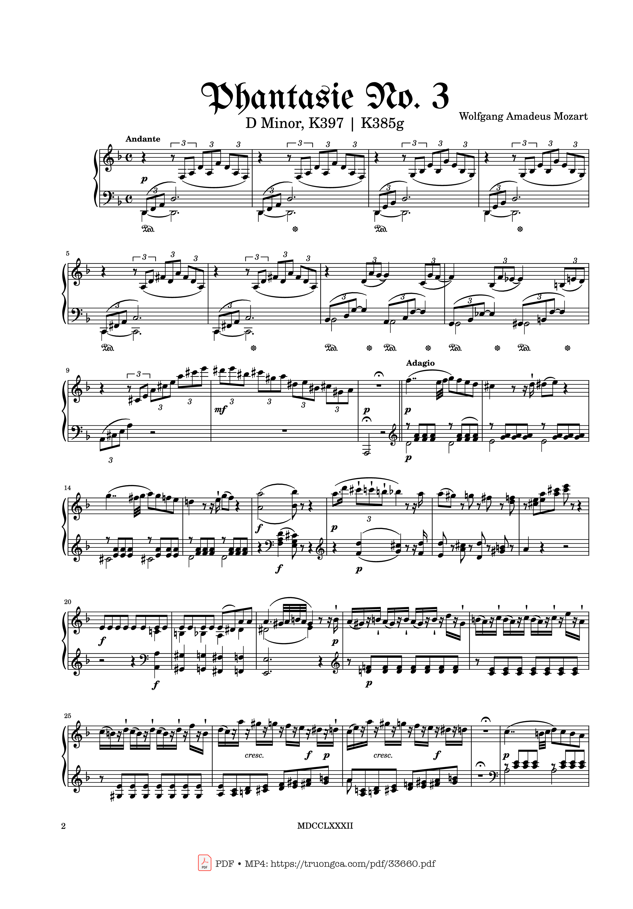 Page 2 of Sheet music PDF Piano Phantasie No. 3 in D Minor K397 Piano - Wolfgang Amadeus Mozart