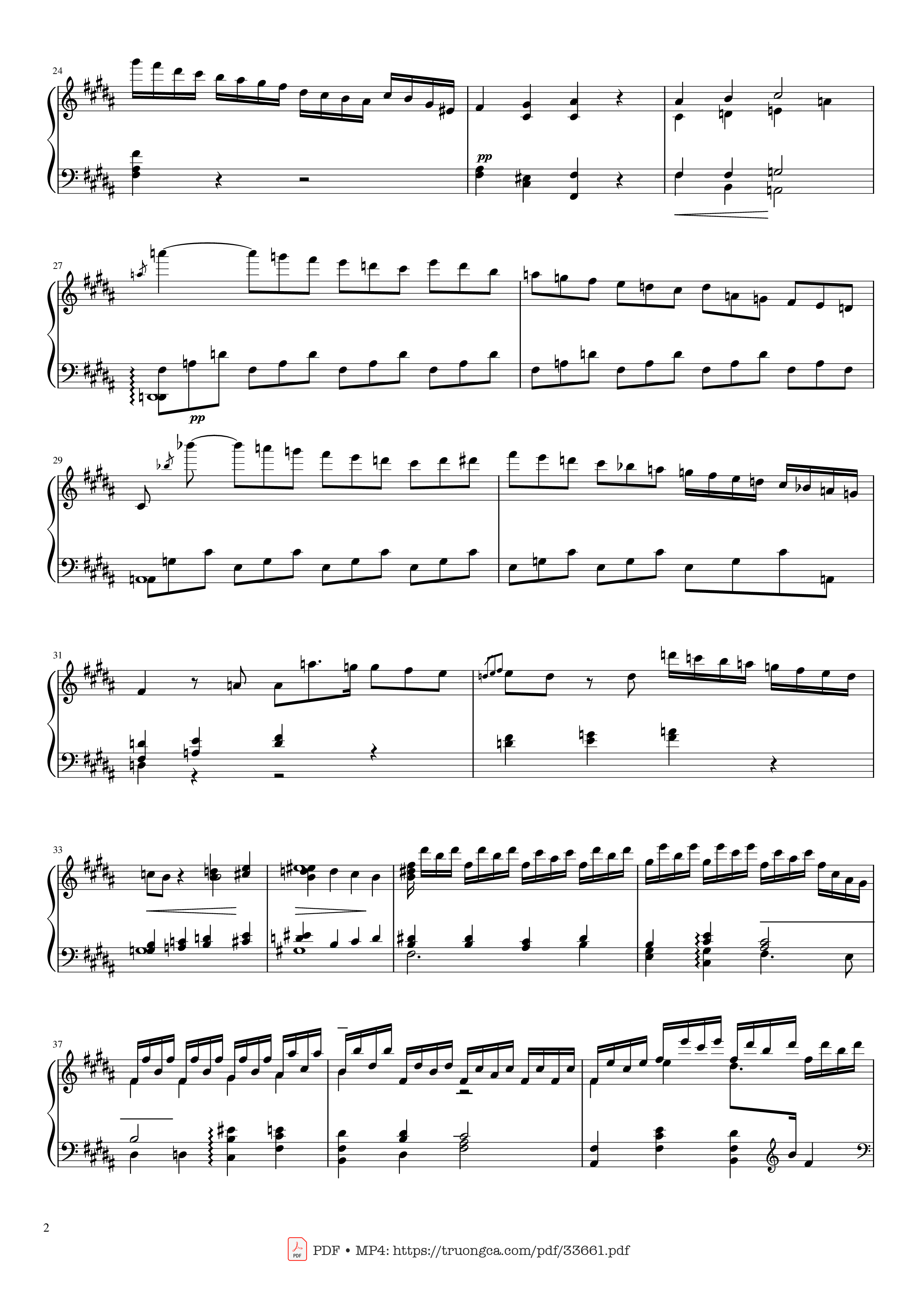 Page 2 of Sheet music PDF Piano Adagio from Beethoven Emperor concerto No.5, Op.73 - Ludwig Van Beethoven