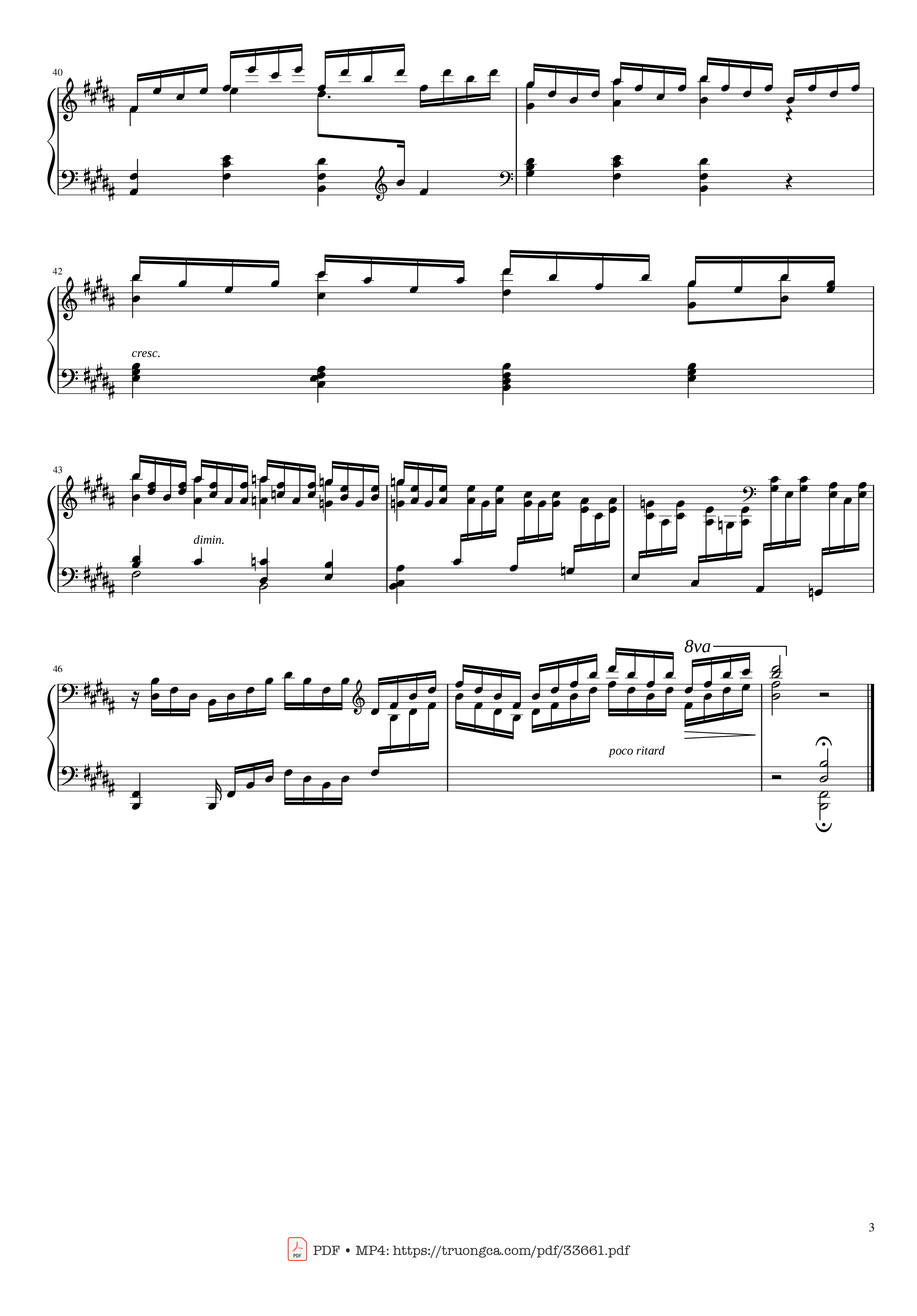 Page 3 of Sheet music PDF Piano Adagio from Beethoven Emperor concerto No.5, Op.73 - Ludwig Van Beethoven