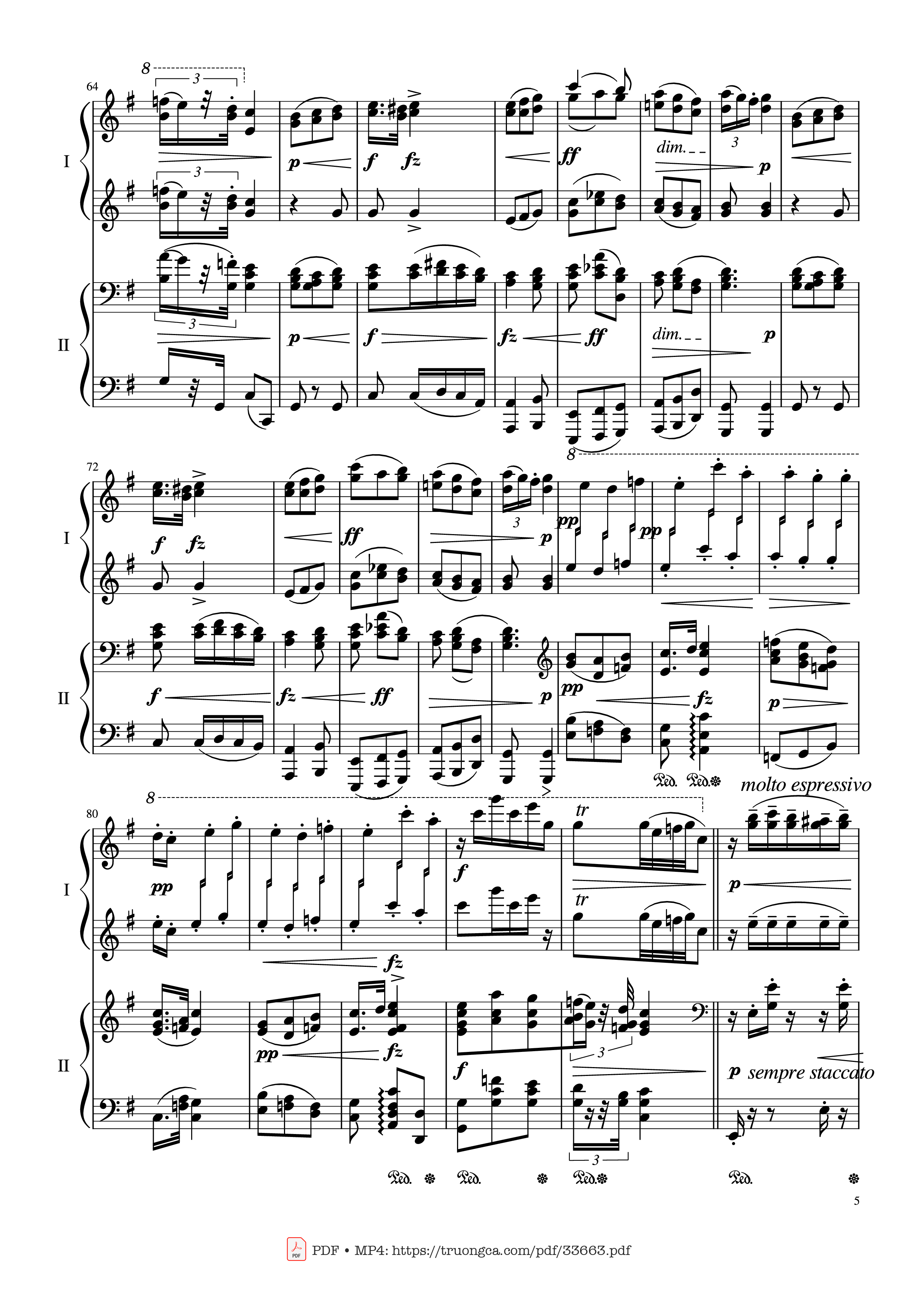 Page 5 of Sheet music PDF Piano Slavonic Dances, Op.72 No.2 Piano Four Hand - Antonin Leopold Dvorak