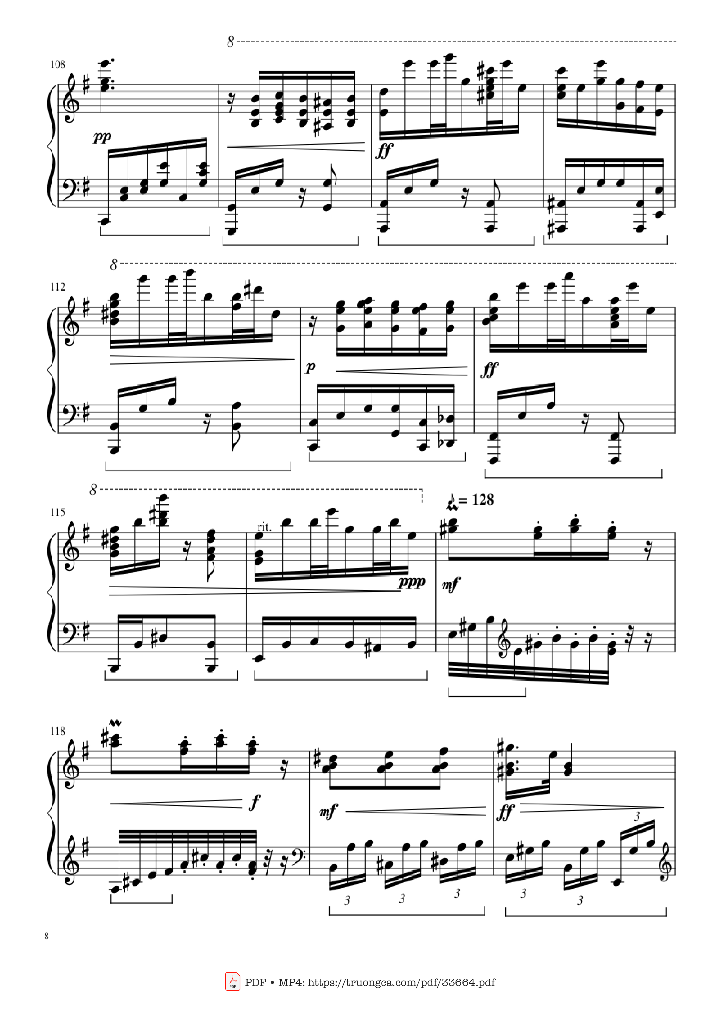 Page 8 of Sheet music PDF Piano Slavonic Dances, Op.72 No.2 Piano Solo - Antonin Leopold Dvorak