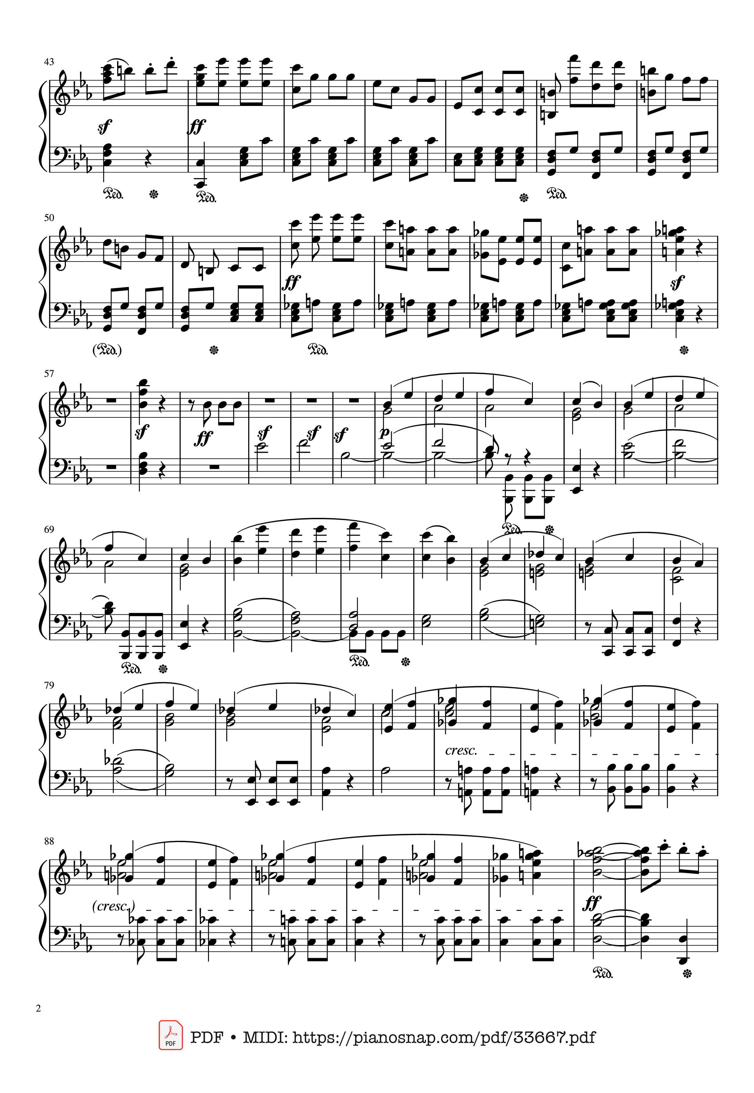 Page 2 of Sheet music PDF Piano Beethoven Symphony No. 5 Piano (Advance) - Ludwig van Beethoven
