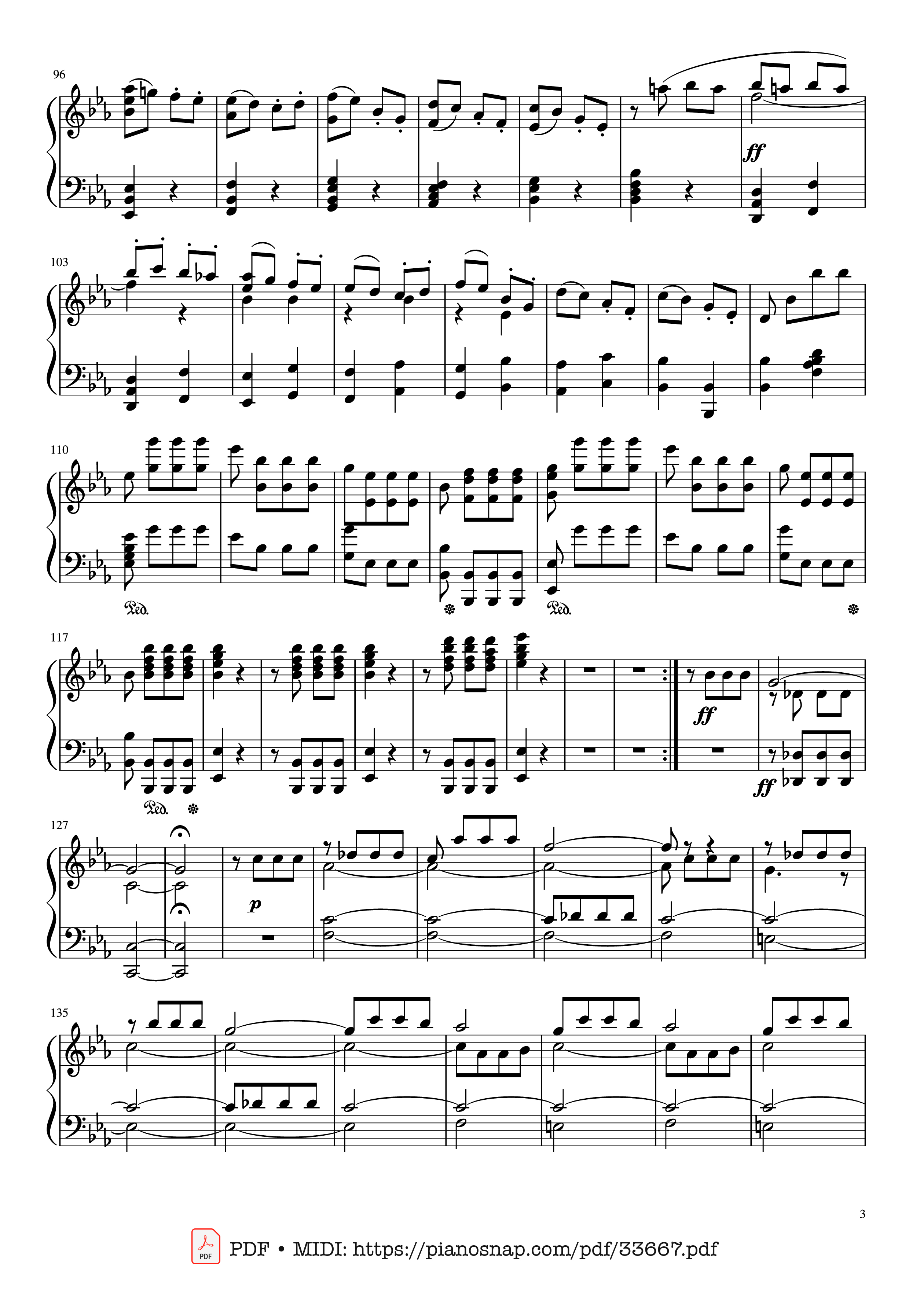Page 3 of Sheet music PDF Piano Beethoven Symphony No. 5 Piano (Advance) - Ludwig van Beethoven