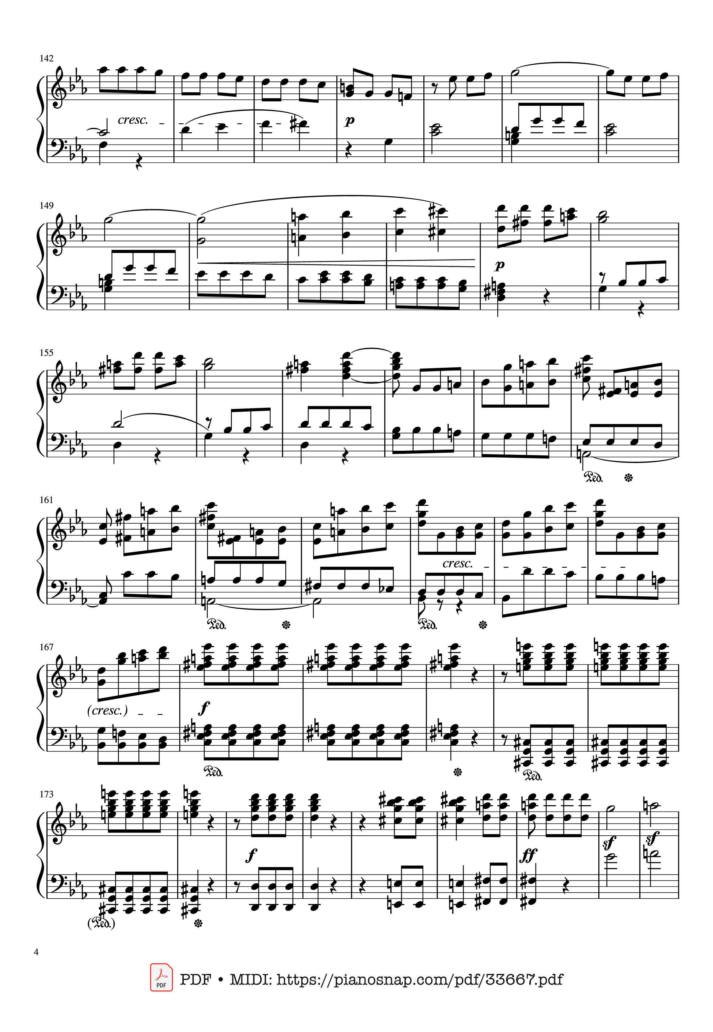 Page 4 of Sheet music PDF Piano Beethoven Symphony No. 5 Piano (Advance) - Ludwig van Beethoven