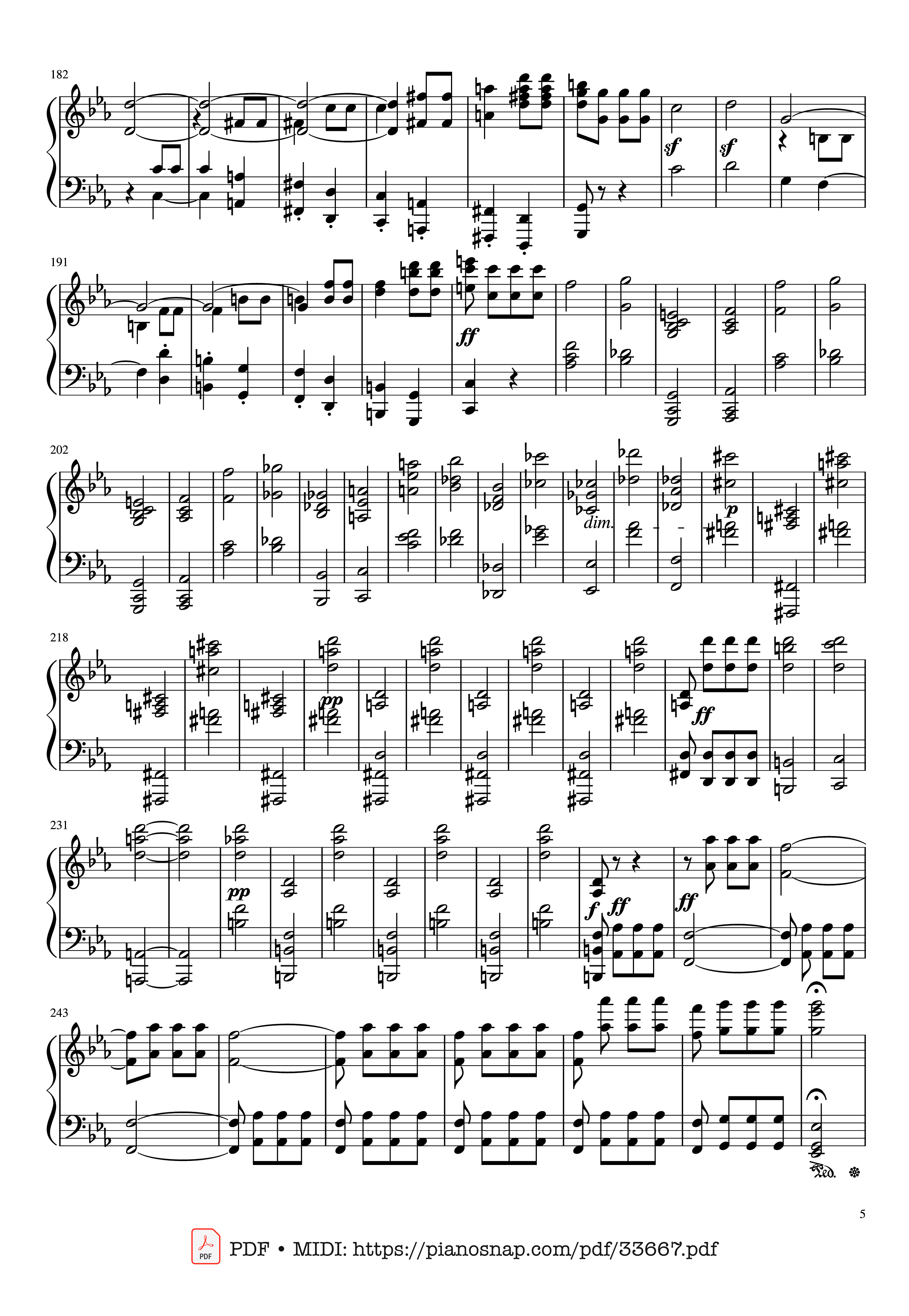 Page 5 of Sheet music PDF Piano Beethoven Symphony No. 5 Piano (Advance) - Ludwig van Beethoven
