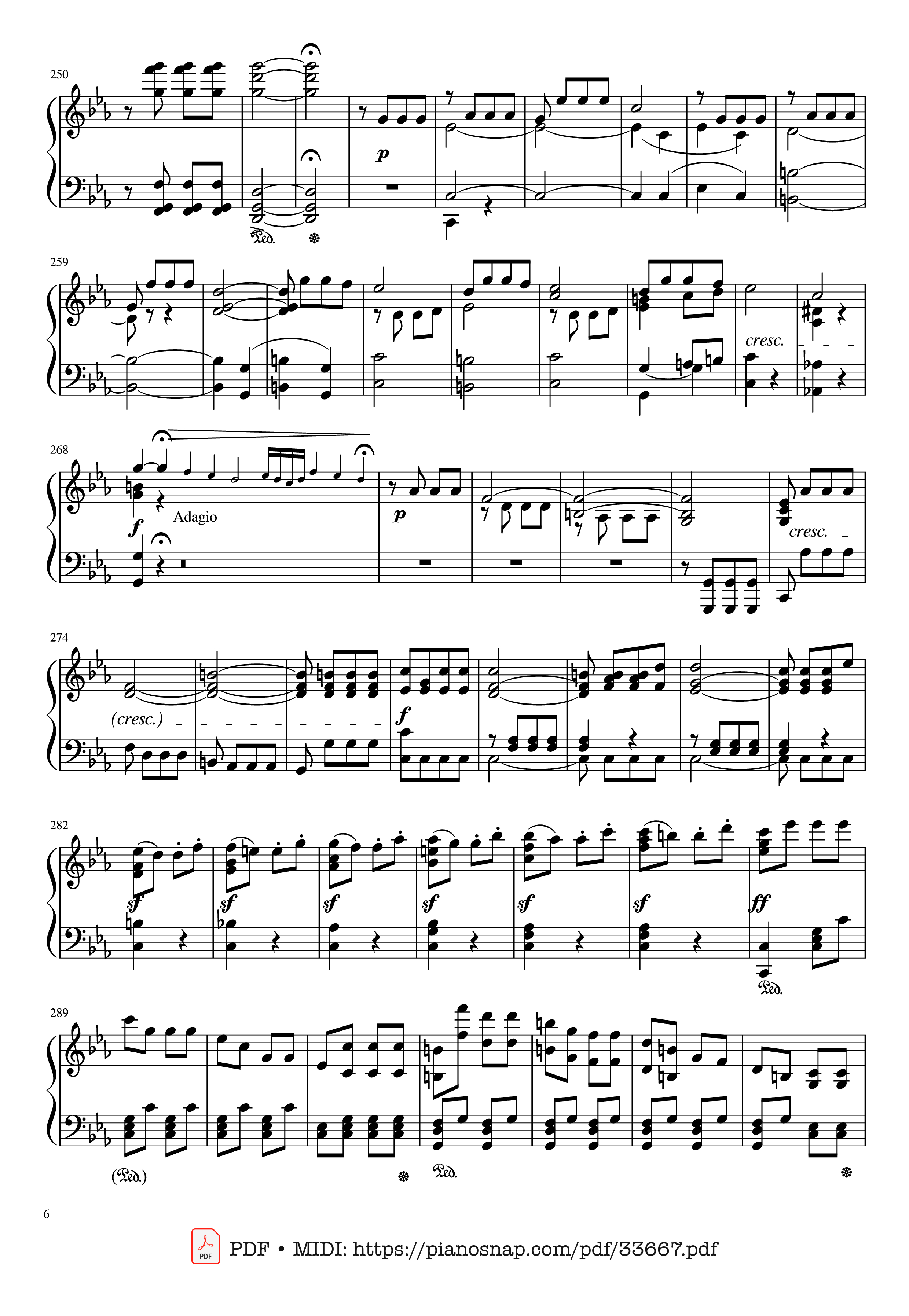 Page 6 of Sheet music PDF Piano Beethoven Symphony No. 5 Piano (Advance) - Ludwig van Beethoven