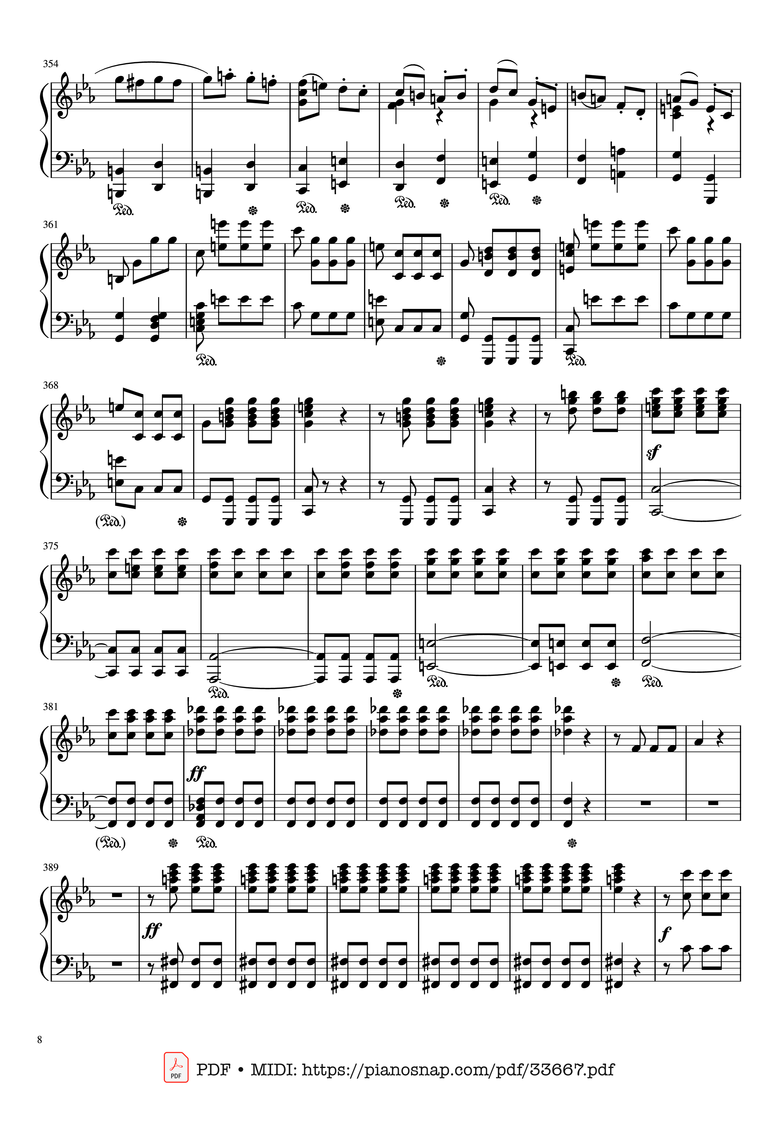 Page 8 of Sheet music PDF Piano Beethoven Symphony No. 5 Piano (Advance) - Ludwig van Beethoven
