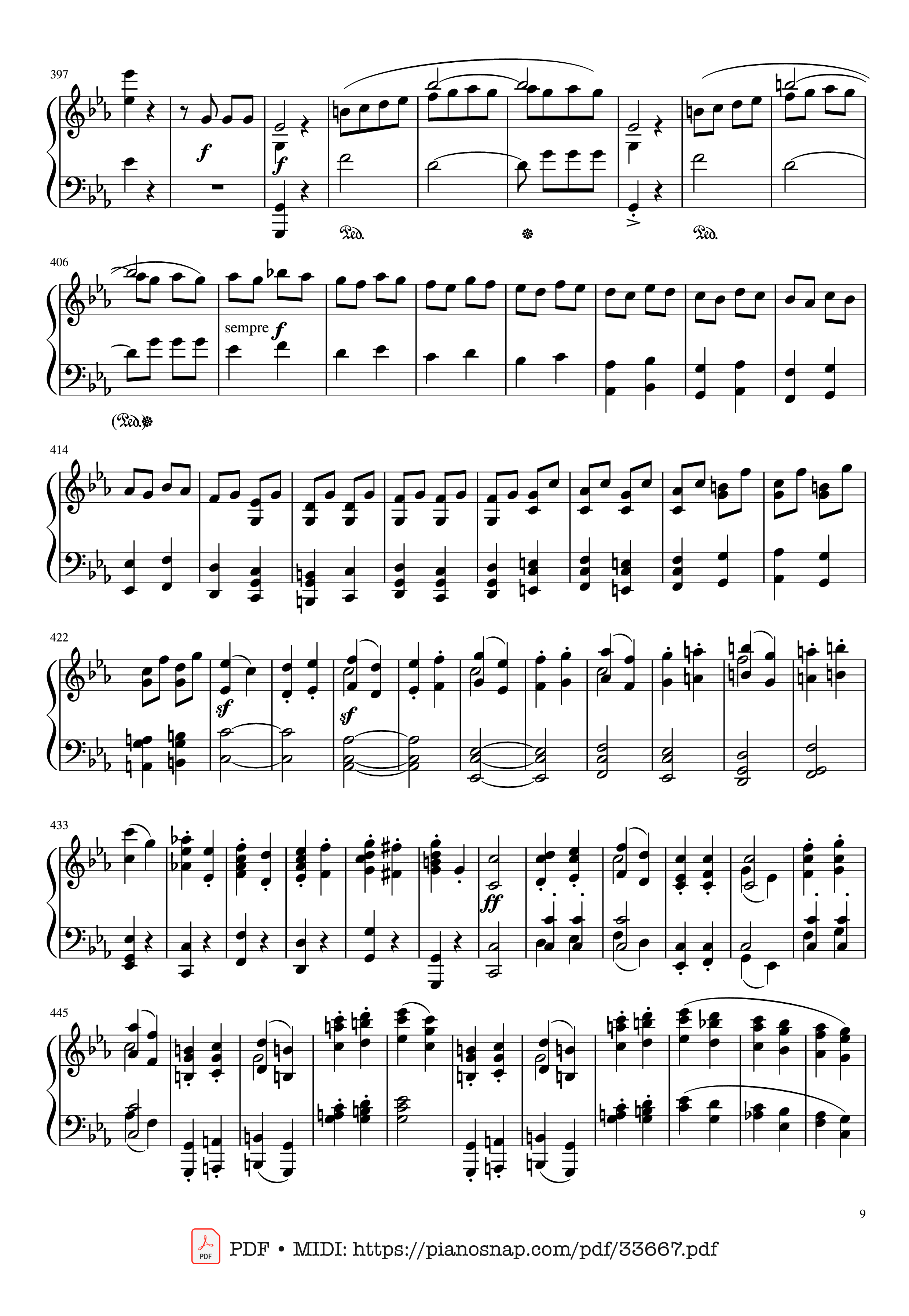 Page 9 of Sheet music PDF Piano Beethoven Symphony No. 5 Piano (Advance) - Ludwig van Beethoven