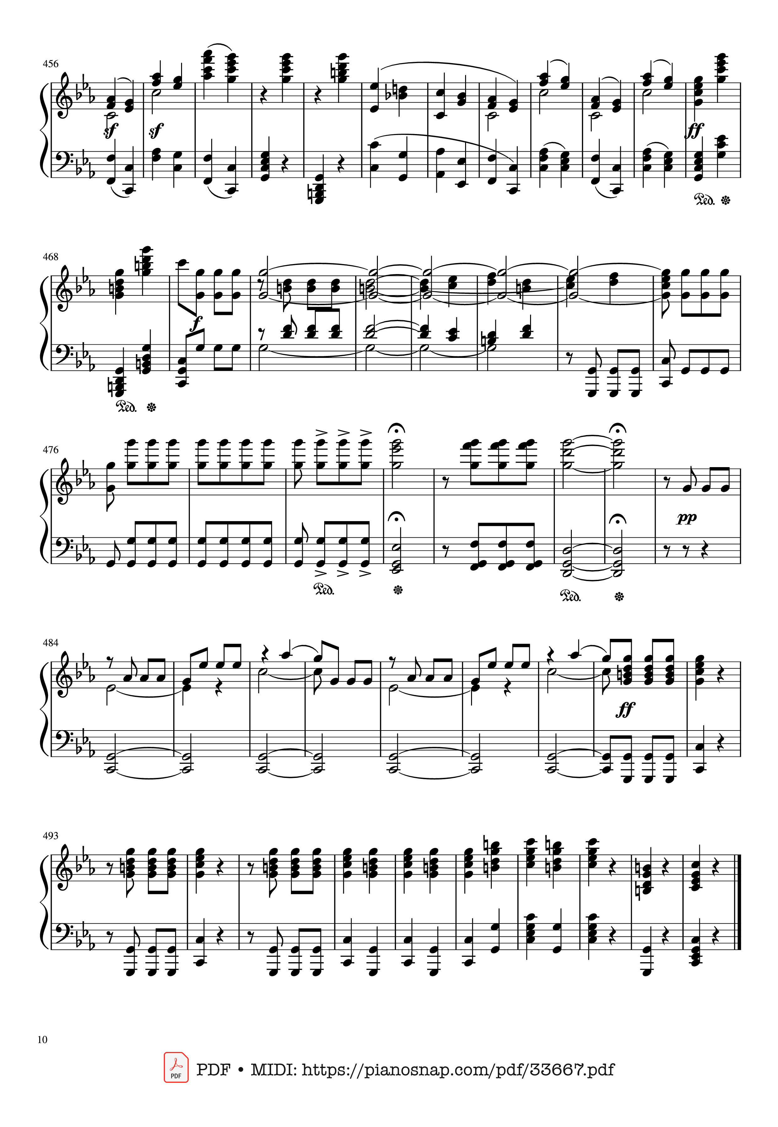 Page 10 of Sheet music PDF Piano Beethoven Symphony No. 5 Piano (Advance) - Ludwig van Beethoven