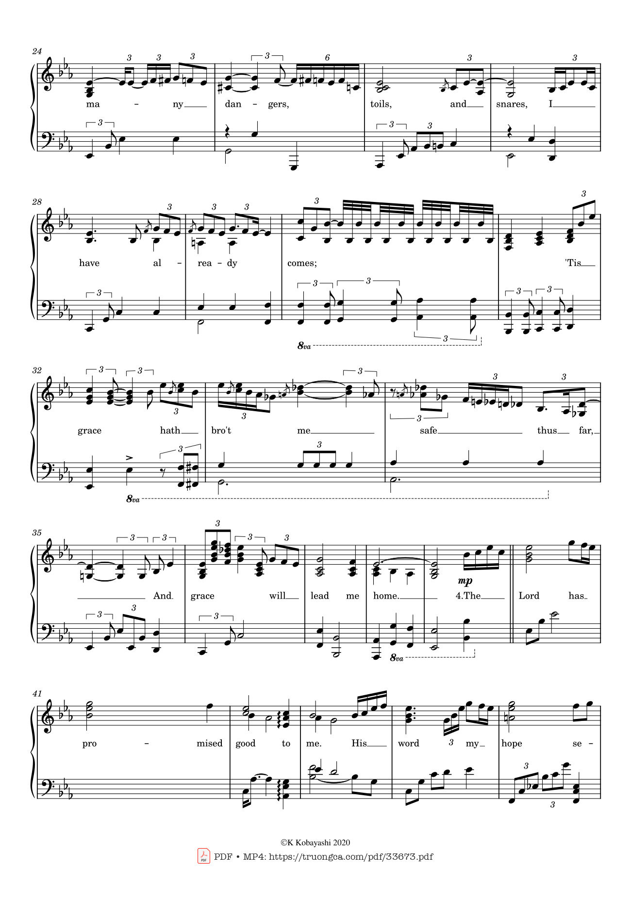 Page 2 of Sheet music PDF Piano Amazing Grace - John Newton