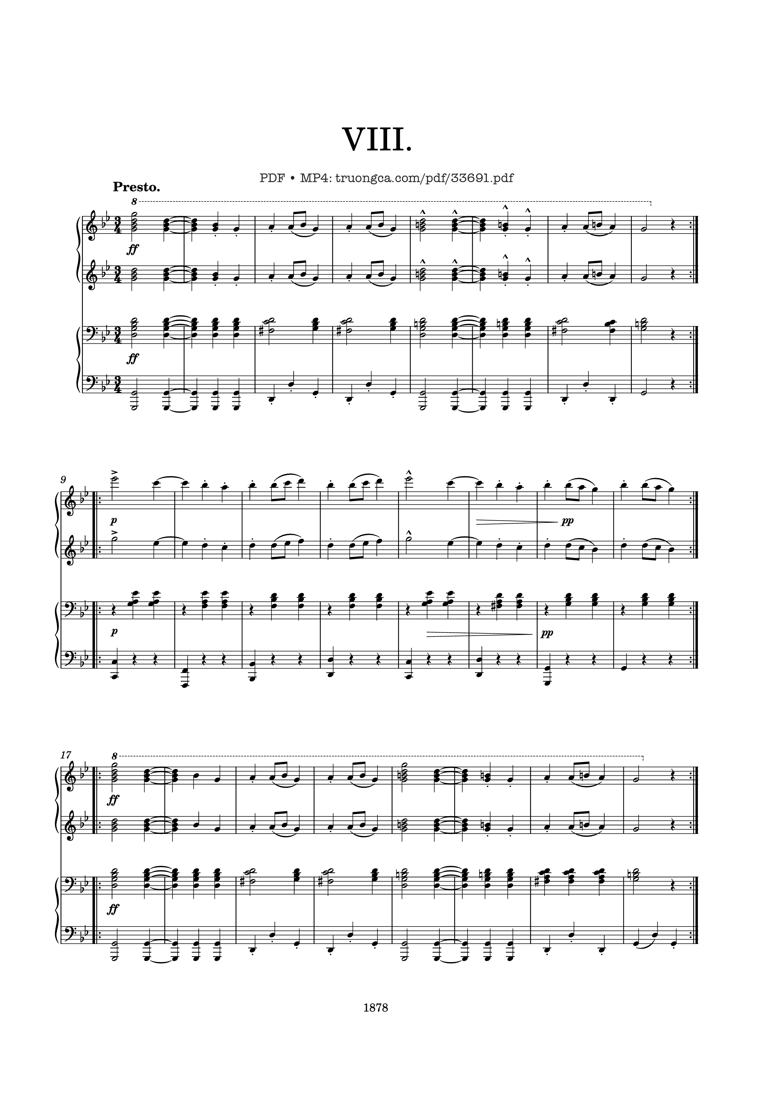 Page 1 of Sheet music PDF Piano Slavonic Dances Op. 46 No. 8 Piano Four Hands - Antonin Leopold Dvorak