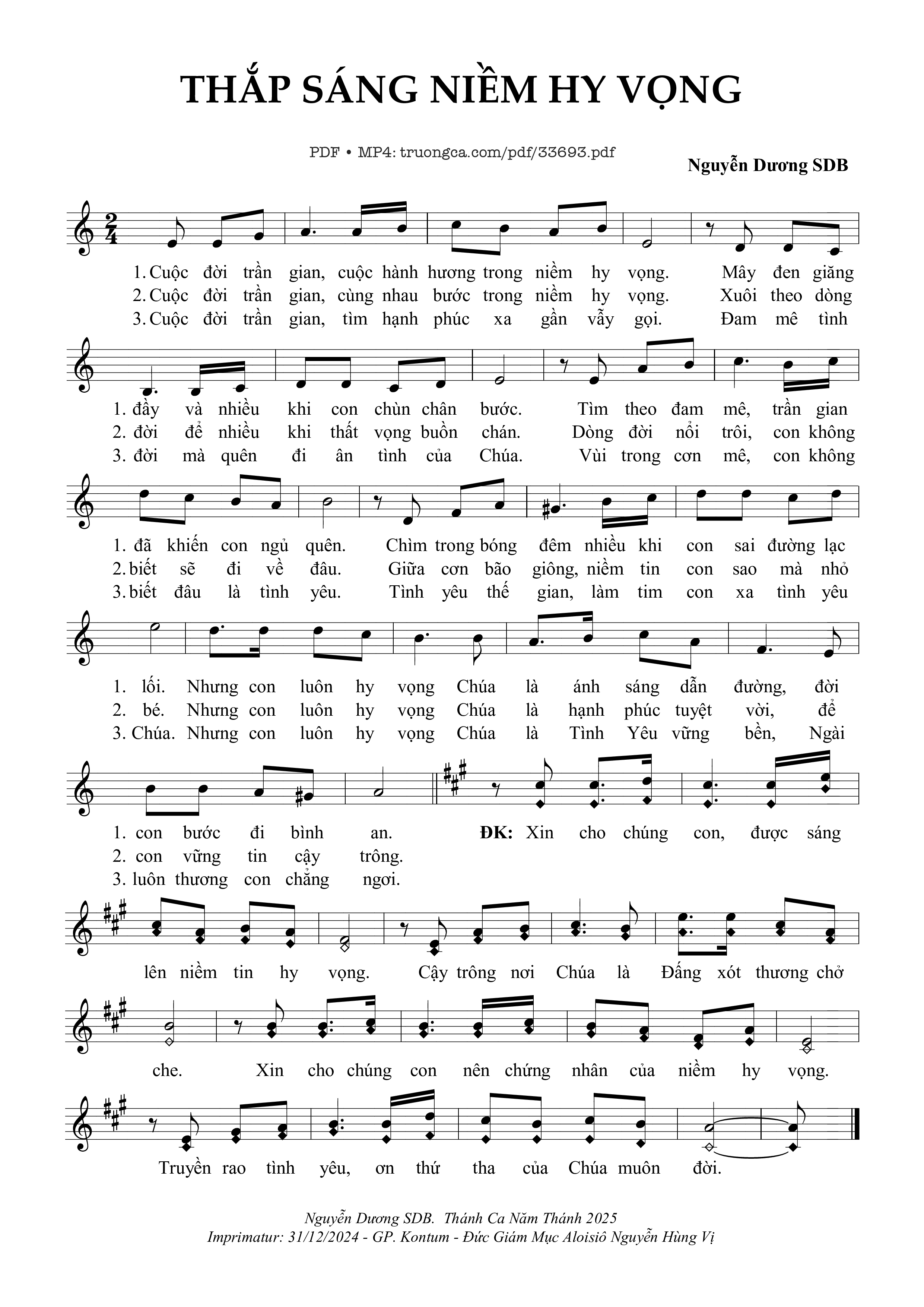 Sheet PDF of Thắp Sáng Niềm Hy Vọng