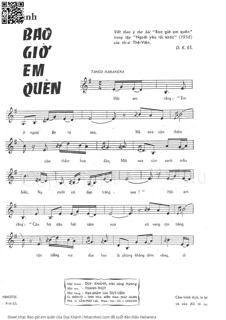 Page 2 of Sheet music PDF Bao giờ em quên - Duy Khánh